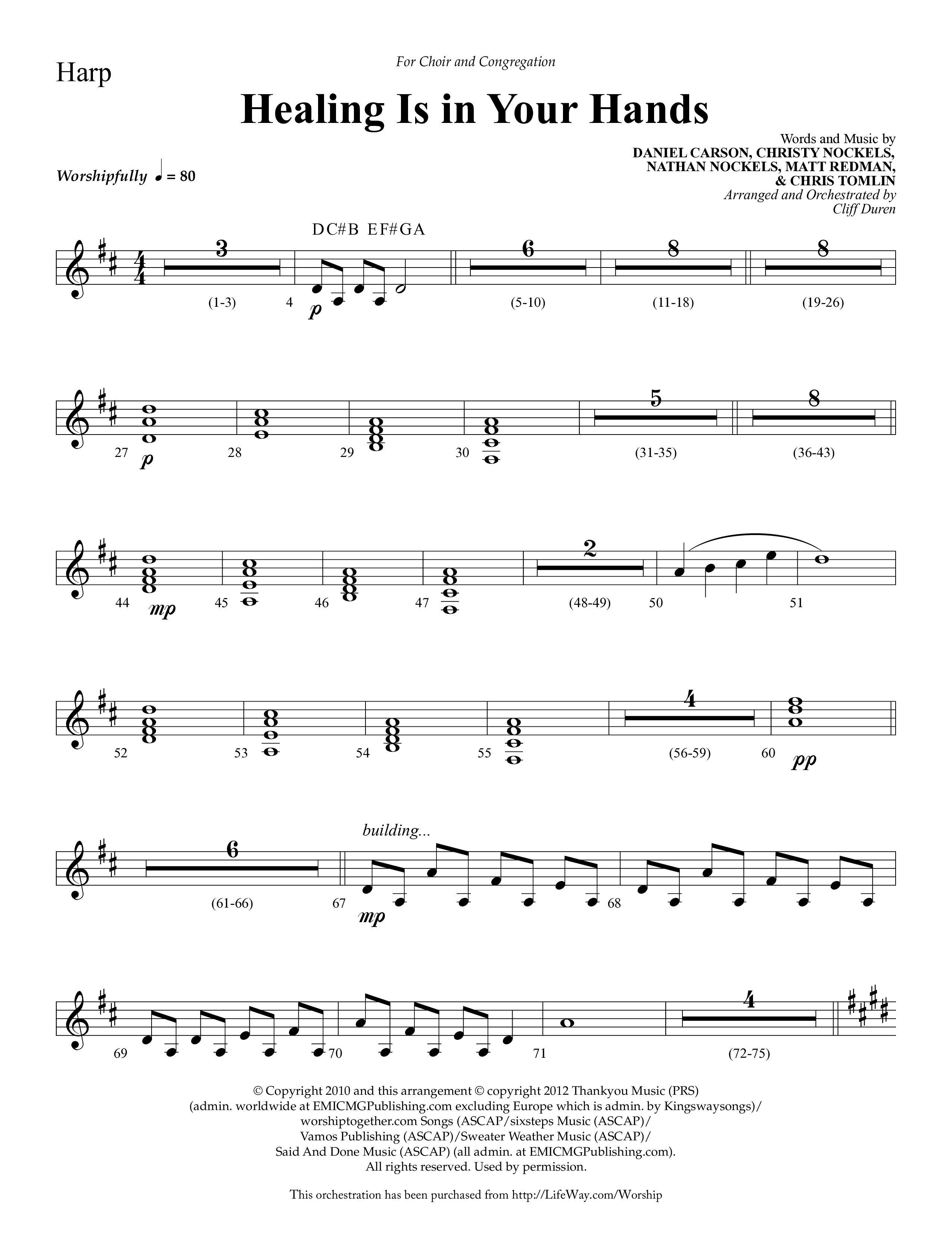 Healing Is In Your Hands (Choral Anthem SATB) Harp (Lifeway Choral / Arr. Cliff Duren)