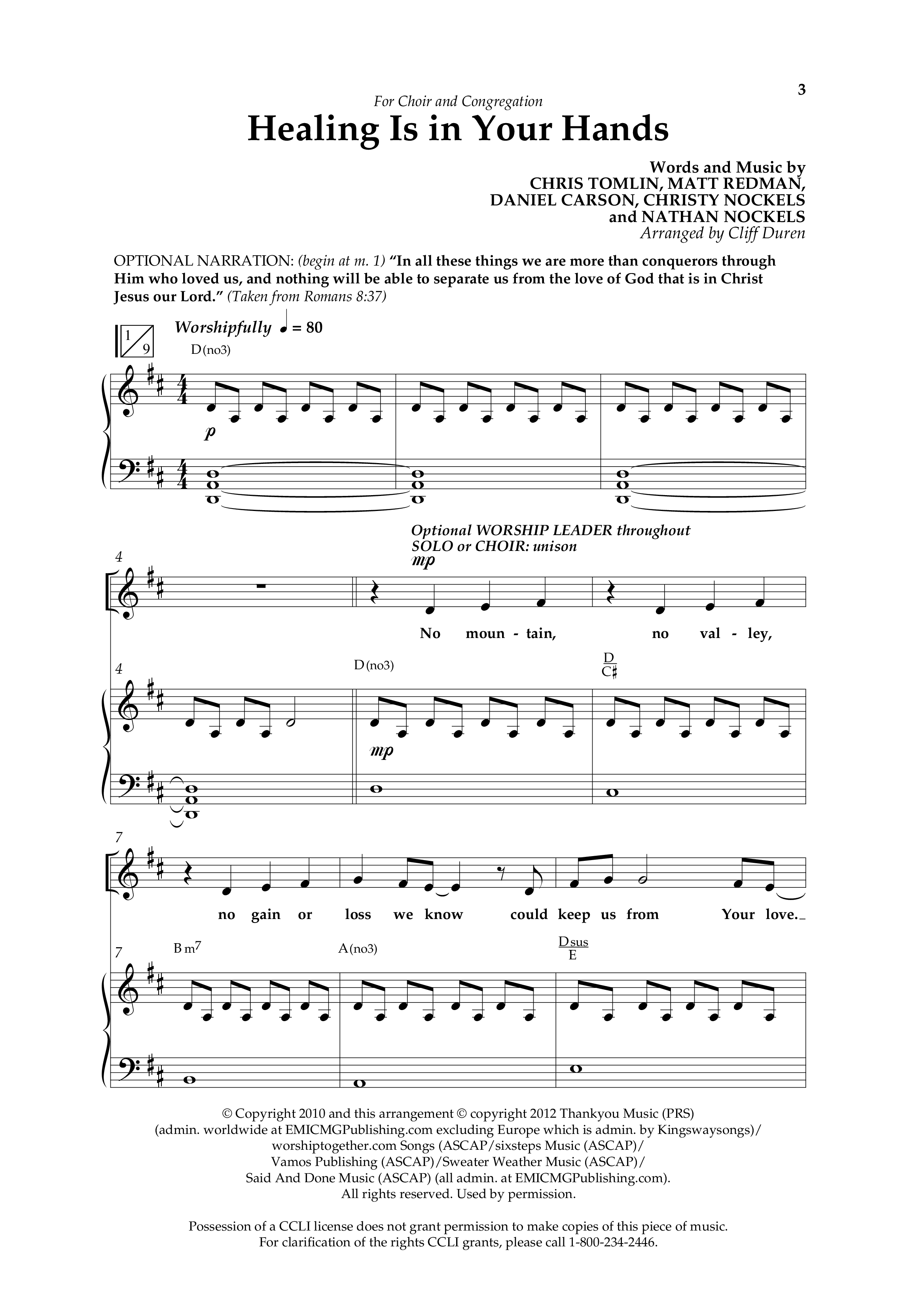 Healing Is In Your Hands (Choral Anthem SATB) Anthem (SATB/Piano) (Lifeway Choral / Arr. Cliff Duren)