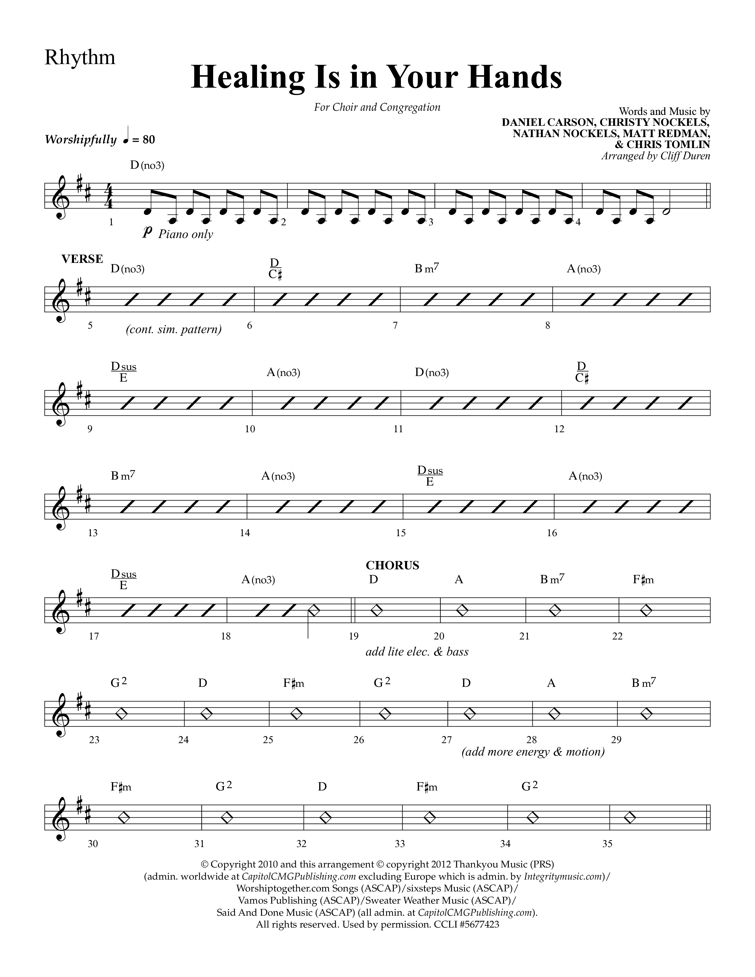 Healing Is In Your Hands (Choral Anthem SATB) Lead Melody & Rhythm (Lifeway Choral / Arr. Cliff Duren)