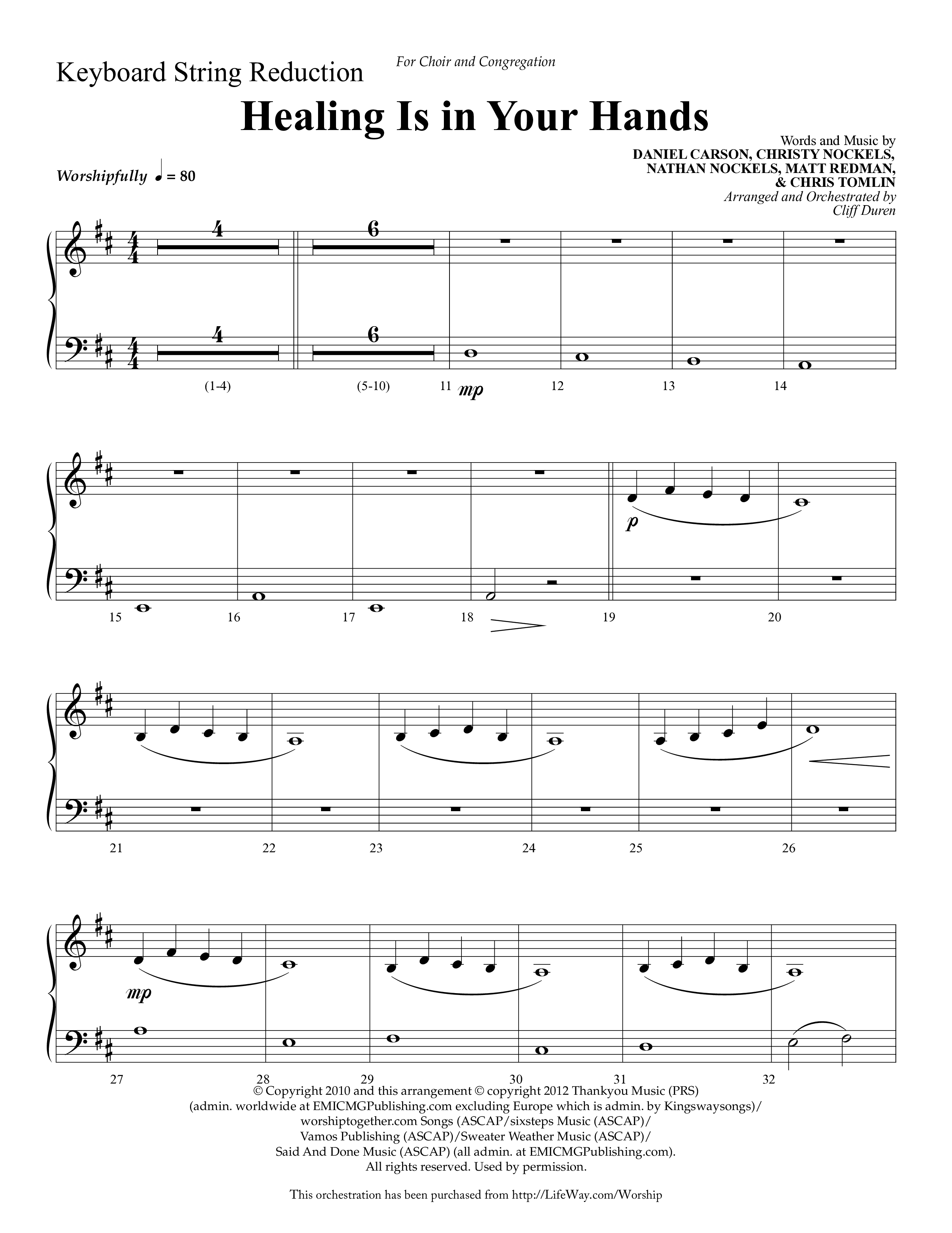 Healing Is In Your Hands (Choral Anthem SATB) String Reduction (Lifeway Choral / Arr. Cliff Duren)