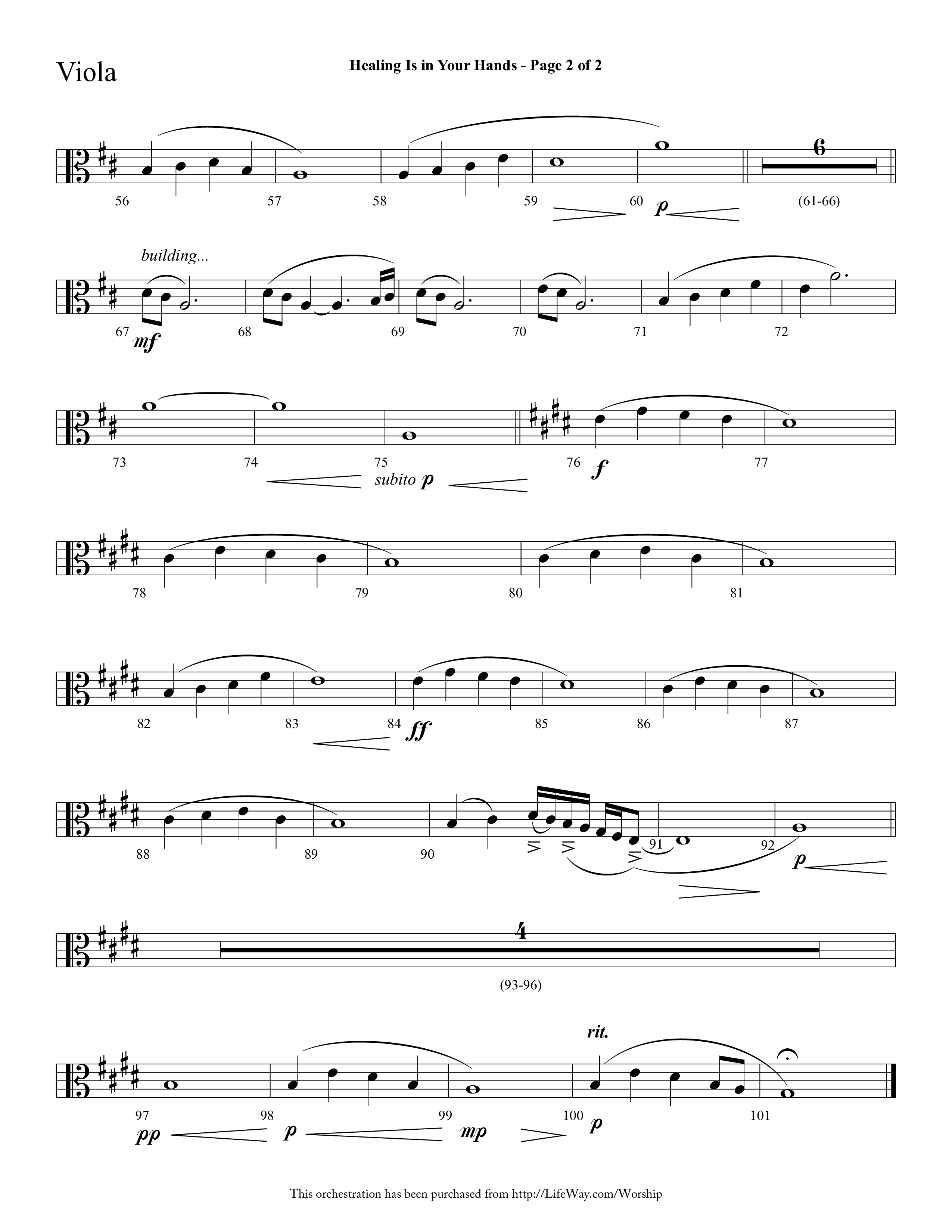 Healing Is In Your Hands (Choral Anthem SATB) Viola (Lifeway Choral / Arr. Cliff Duren)