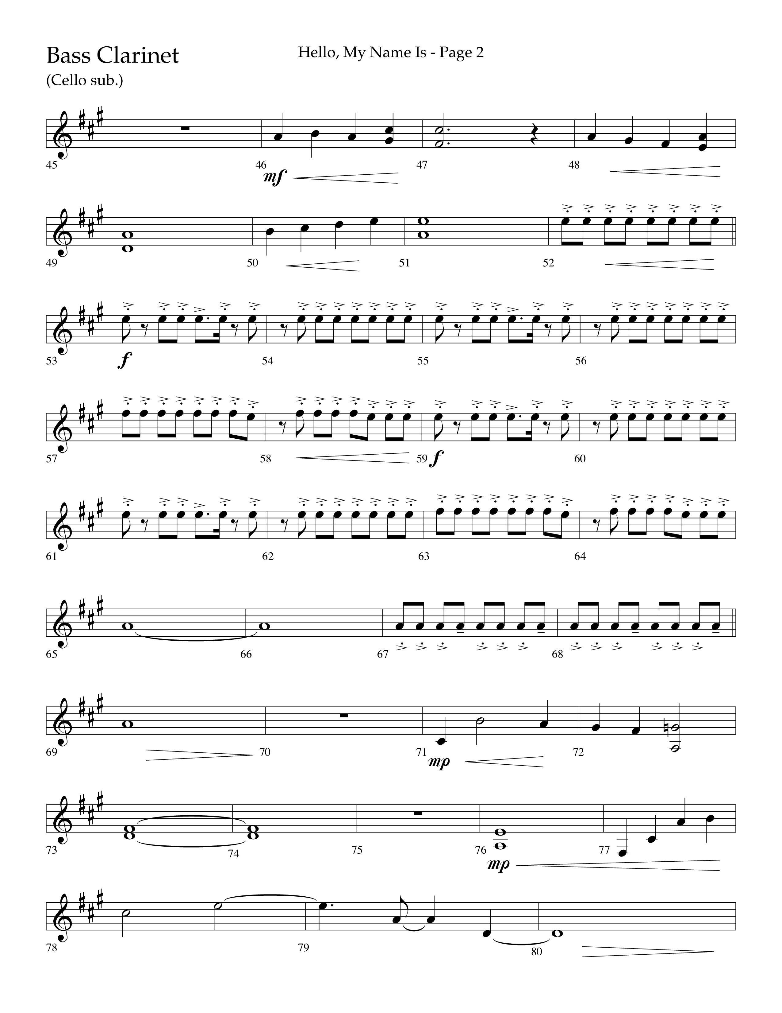 Hello My Name Is (Choral Anthem SATB) Bass Clarinet (Lifeway Choral / Arr. Jim Hammerly)
