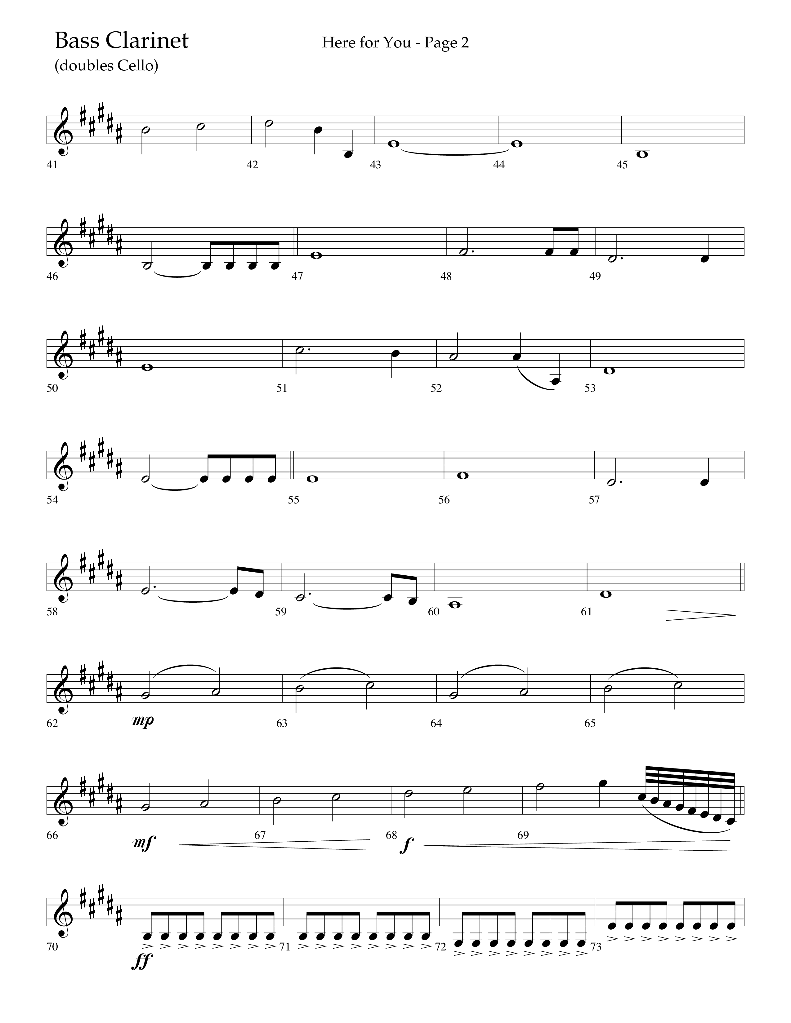 Here For You (Choral Anthem SATB) Bass Clarinet (Lifeway Choral / Arr. Travis Cottrell / Orch. Daniel Semsen)