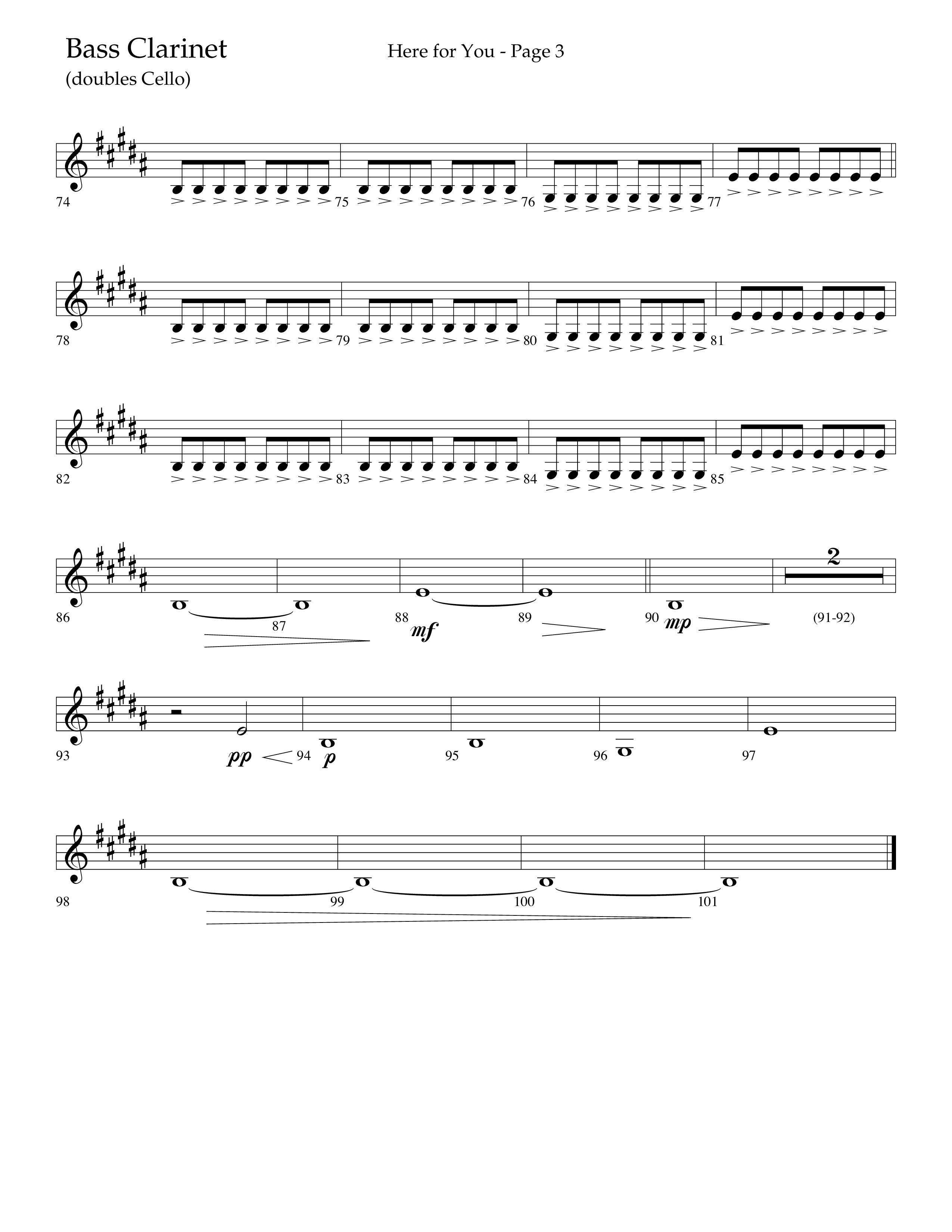 Here For You (Choral Anthem SATB) Bass Clarinet (Lifeway Choral / Arr. Travis Cottrell / Orch. Daniel Semsen)