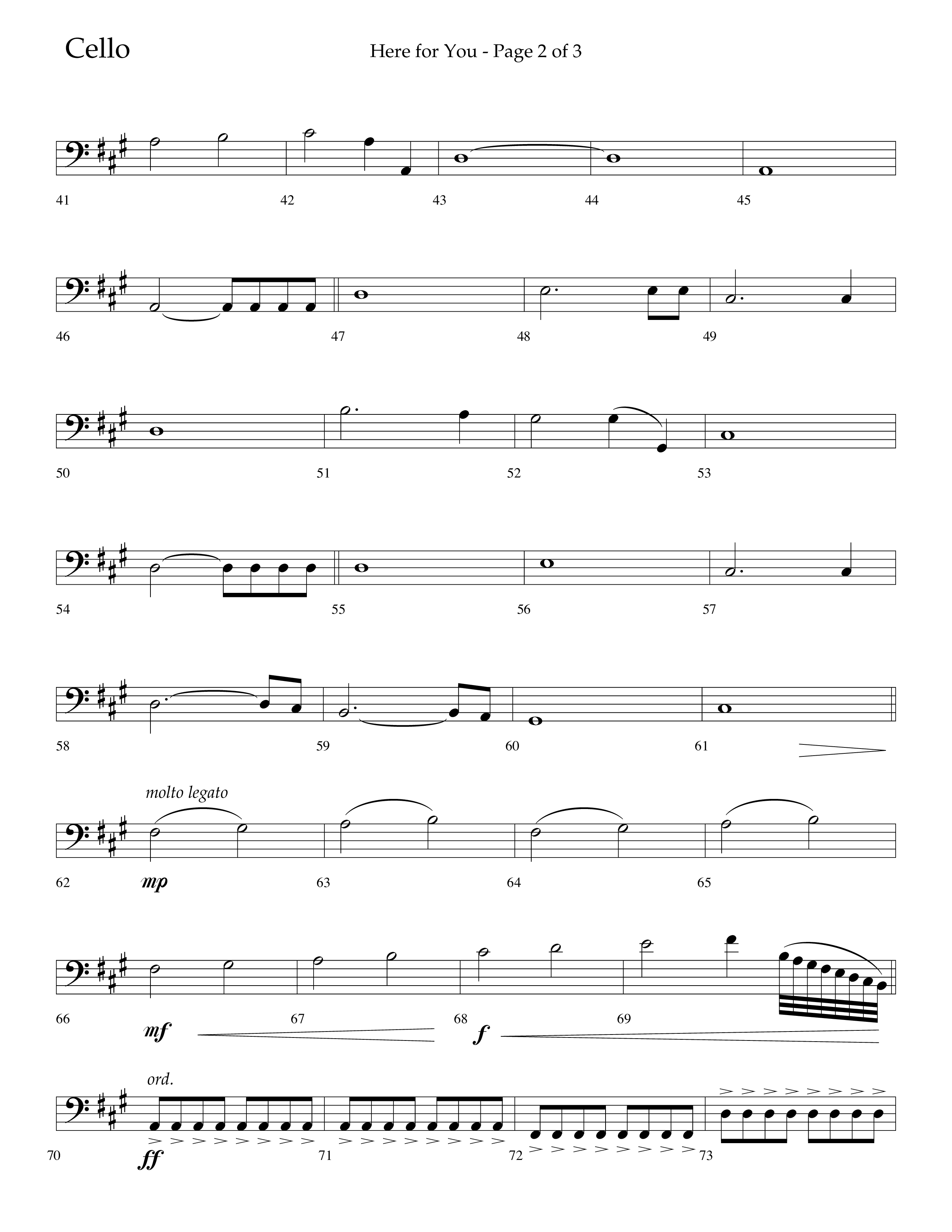 Here For You (Choral Anthem SATB) Cello (Lifeway Choral / Arr. Travis Cottrell / Orch. Daniel Semsen)