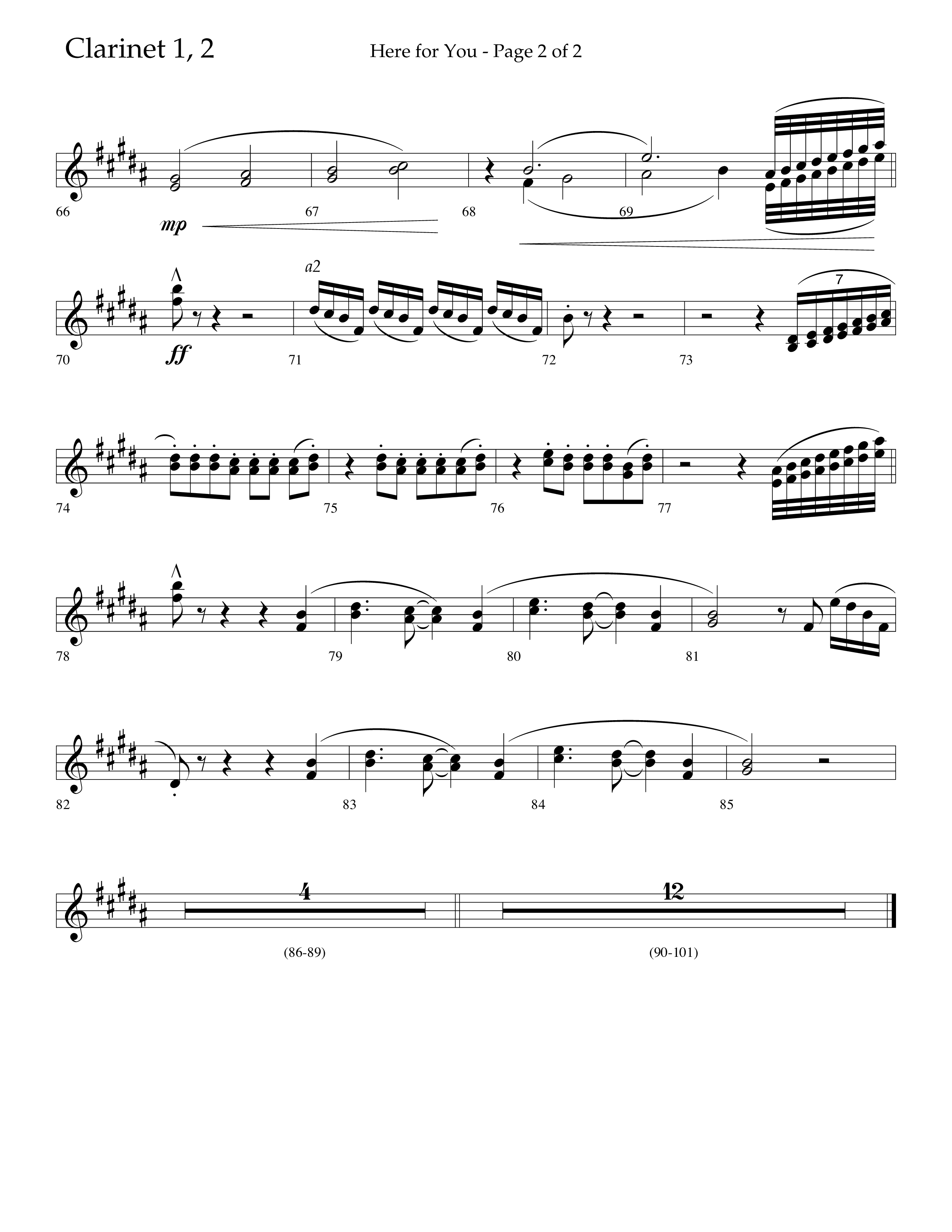 Here For You (Choral Anthem SATB) Clarinet 1/2 (Lifeway Choral / Arr. Travis Cottrell / Orch. Daniel Semsen)