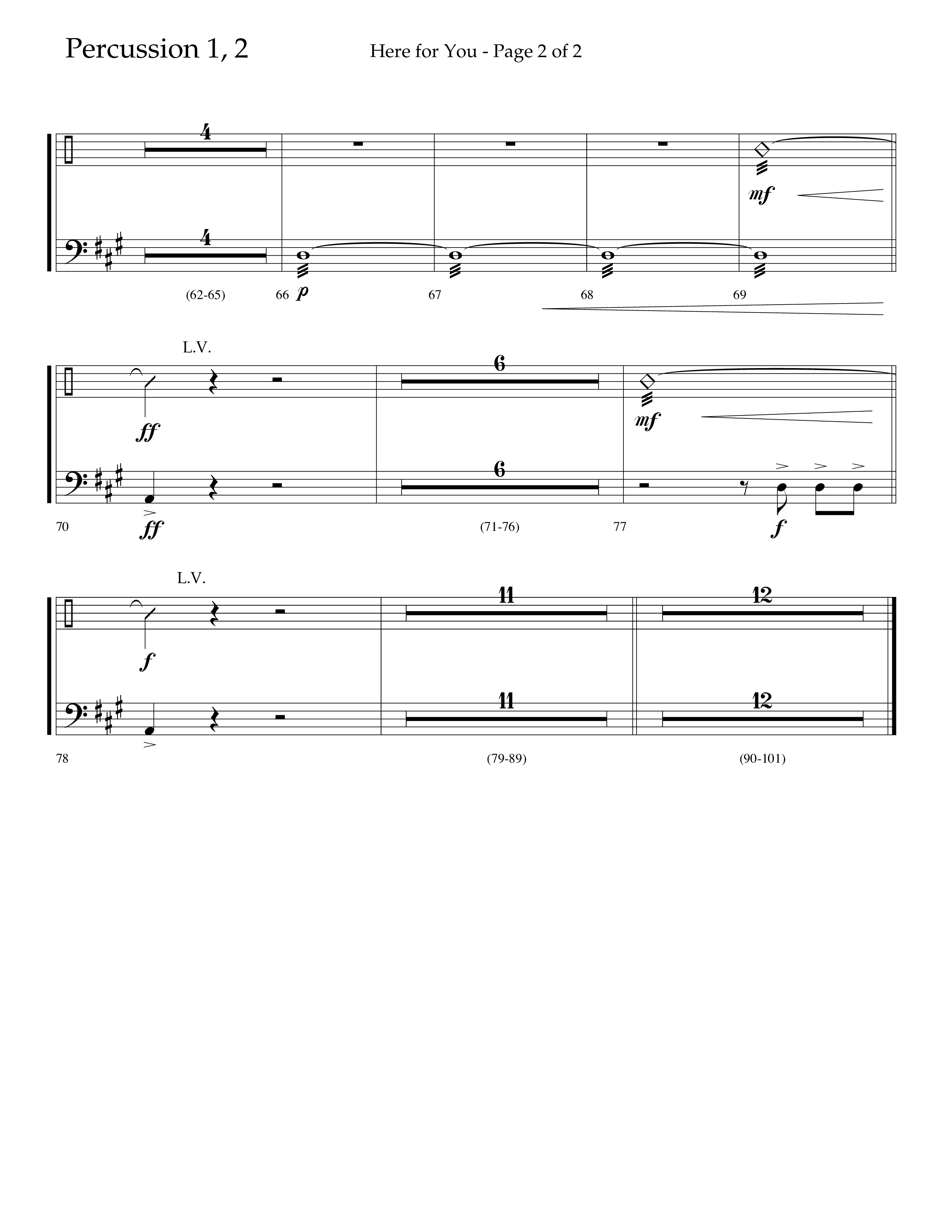 Here For You (Choral Anthem SATB) Percussion 1/2 (Lifeway Choral / Arr. Travis Cottrell / Orch. Daniel Semsen)