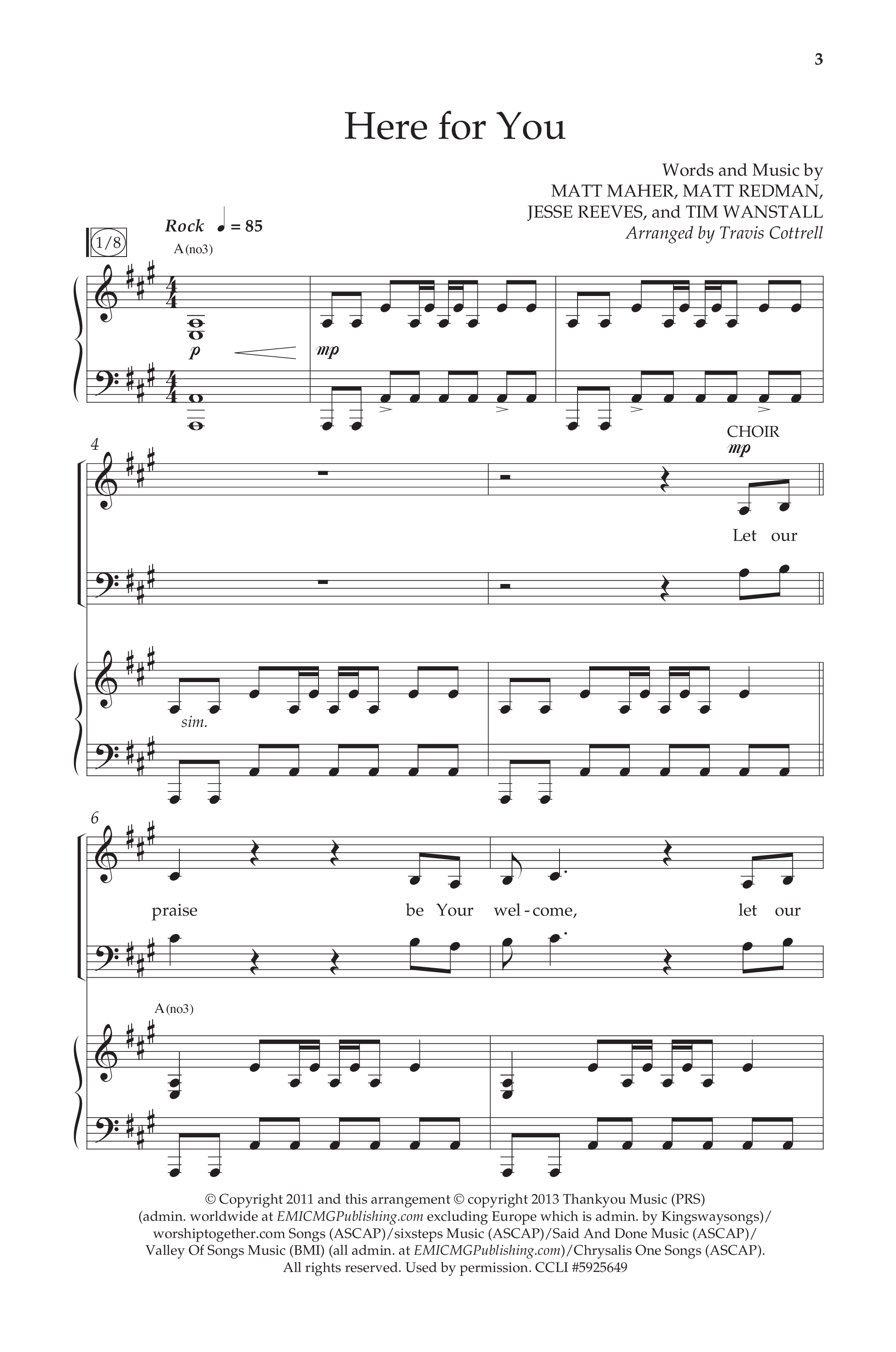 Here For You (Choral Anthem SATB) Anthem (SATB/Piano) (Lifeway Choral / Arr. Travis Cottrell / Orch. Daniel Semsen)