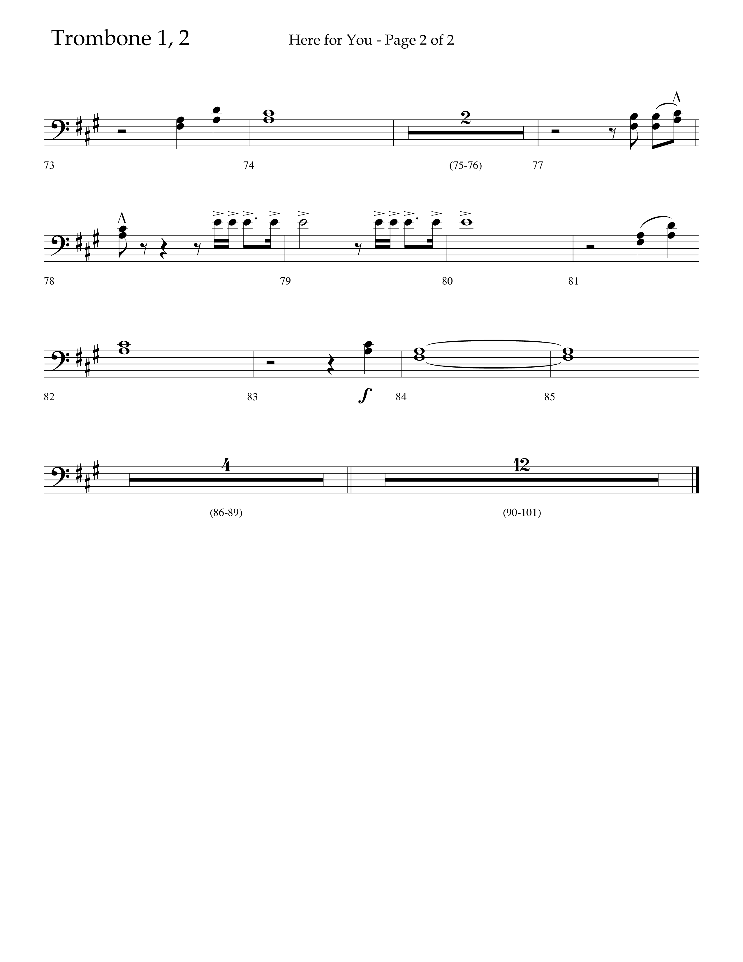 Here For You (Choral Anthem SATB) Trombone 1/2 (Lifeway Choral / Arr. Travis Cottrell / Orch. Daniel Semsen)
