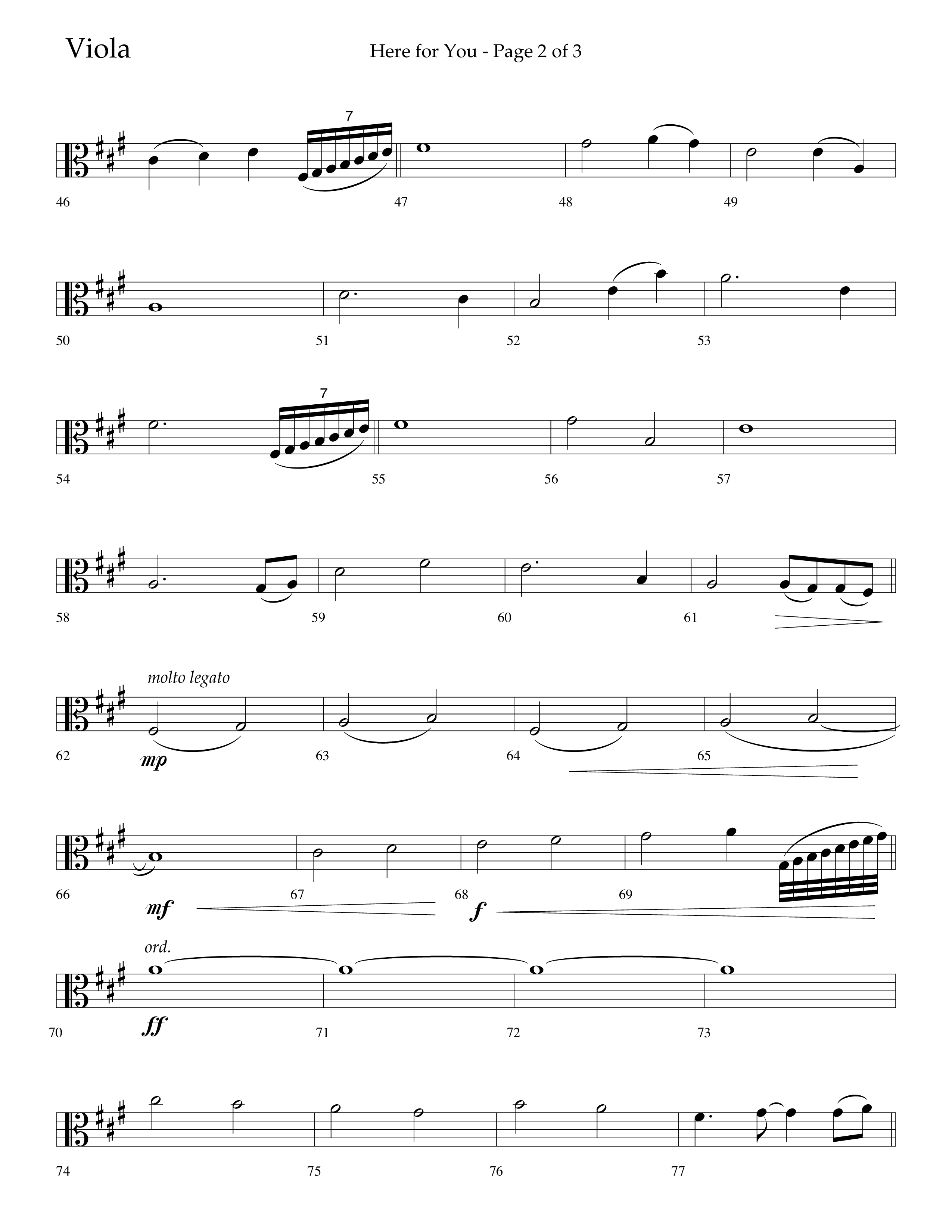 Here For You (Choral Anthem SATB) Viola (Lifeway Choral / Arr. Travis Cottrell / Orch. Daniel Semsen)