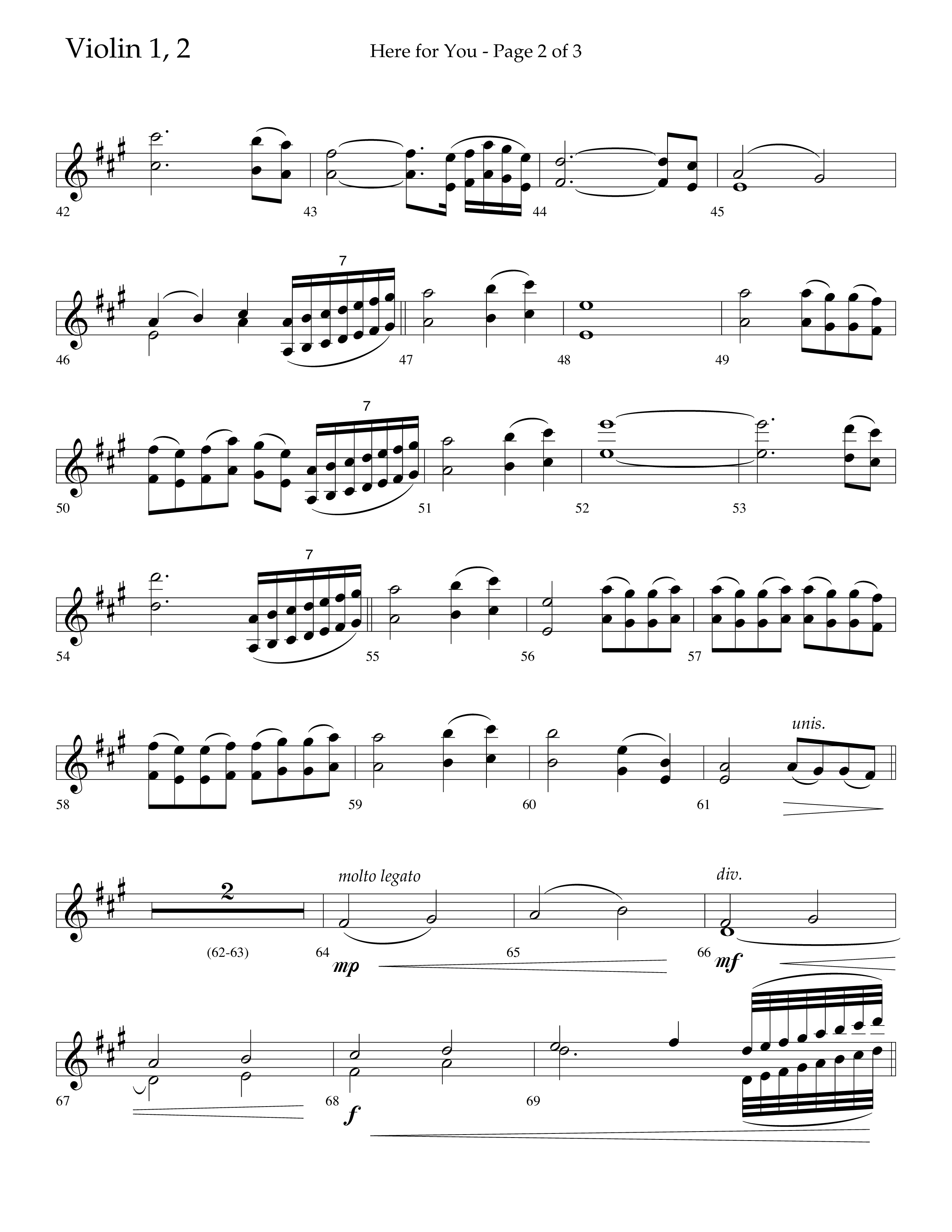 Here For You (Choral Anthem SATB) Violin 1/2 (Lifeway Choral / Arr. Travis Cottrell / Orch. Daniel Semsen)
