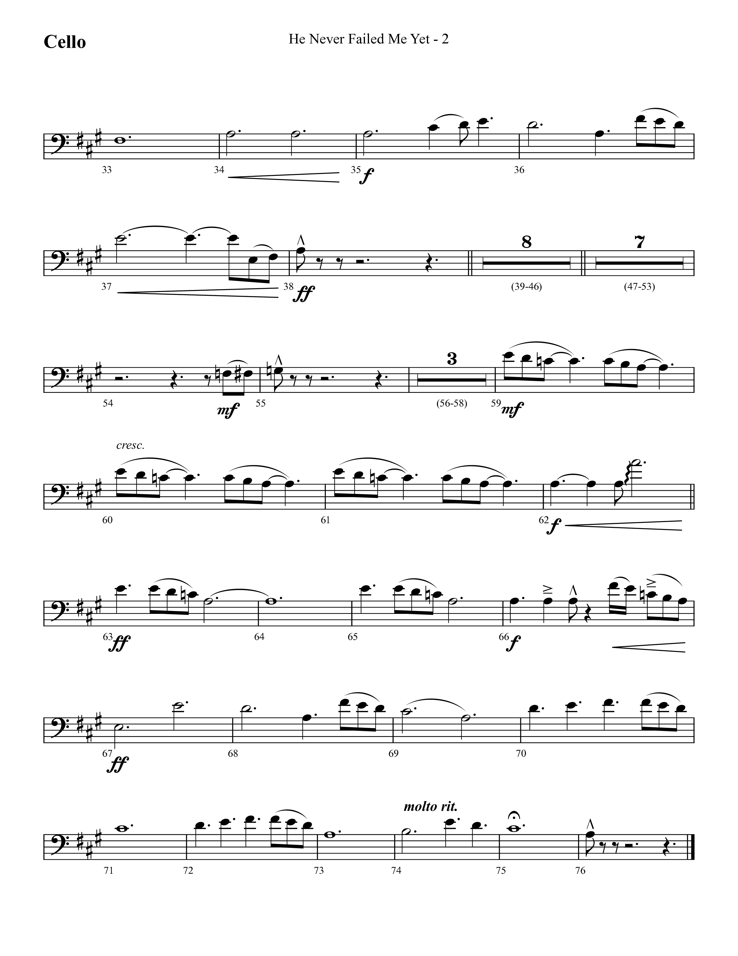 He Never Failed Me Yet (Choral Anthem SATB) Cello (Lifeway Choral / Arr. Cliff Duren)
