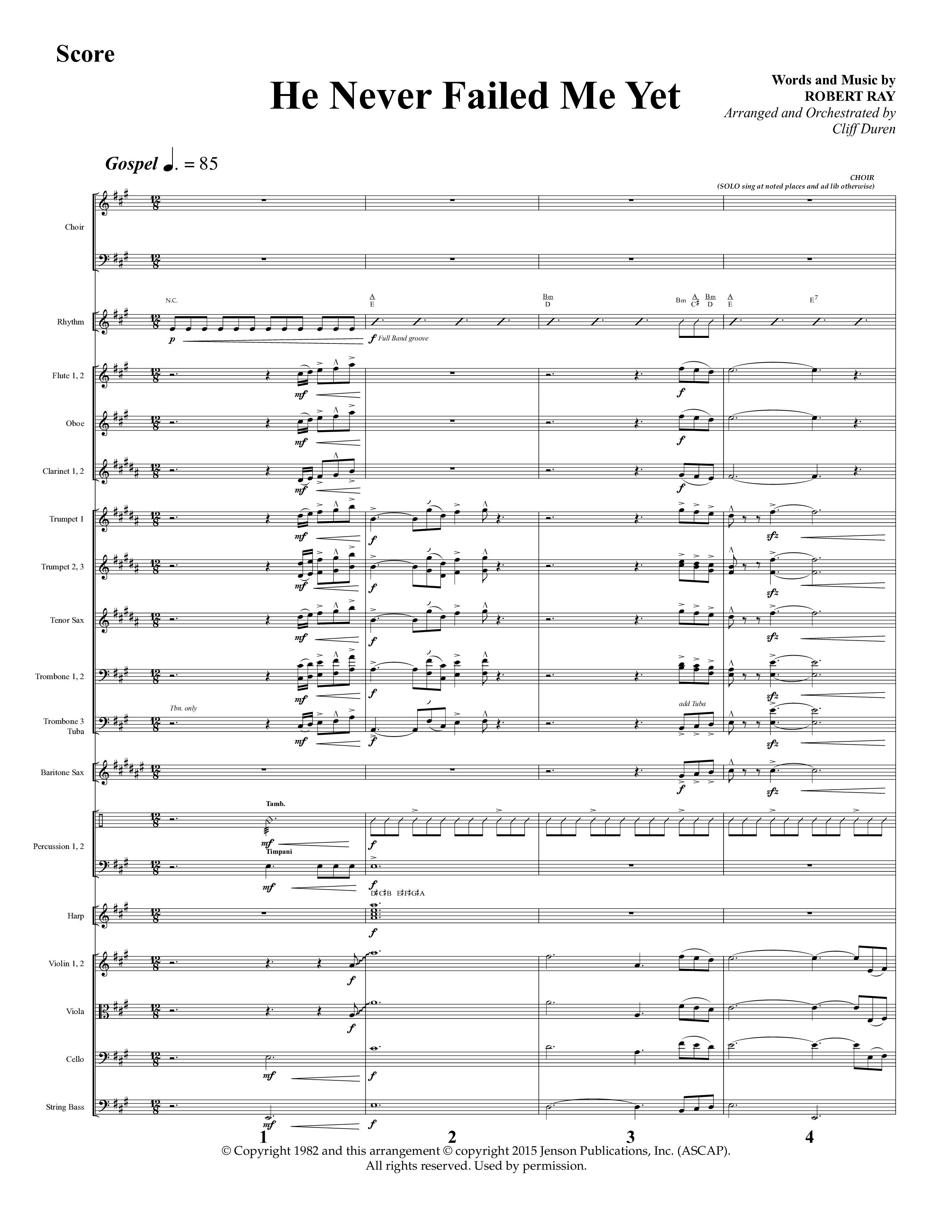 He Never Failed Me Yet (Choral Anthem SATB) Orchestration (Lifeway Choral / Arr. Cliff Duren)