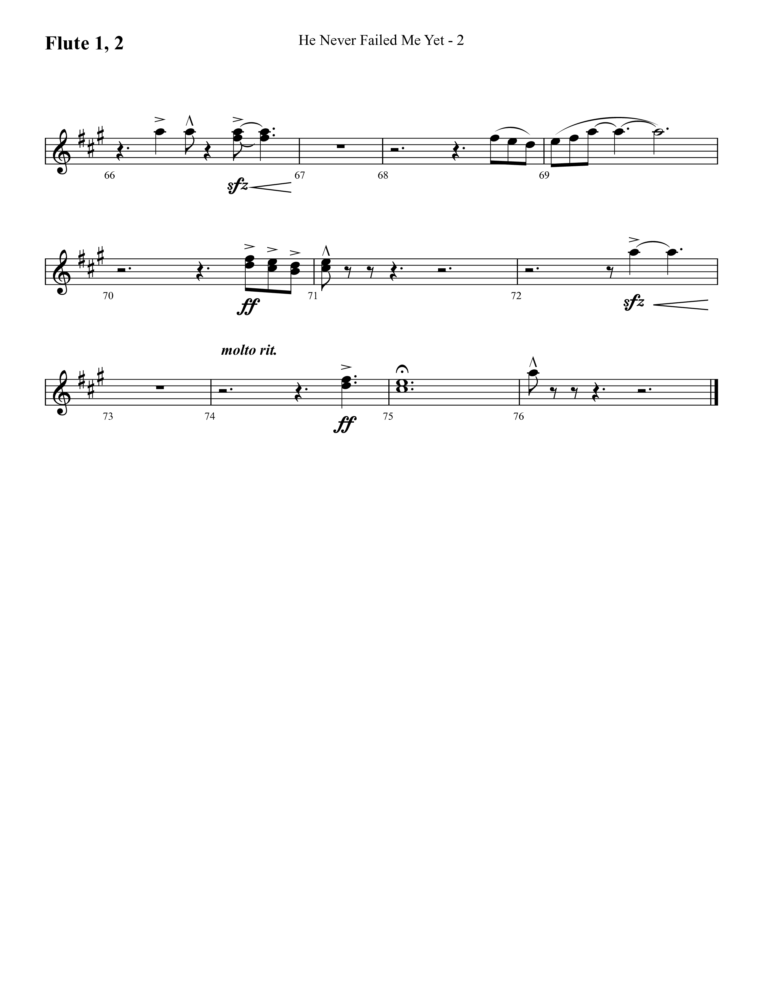He Never Failed Me Yet (Choral Anthem SATB) Flute 1/2 (Lifeway Choral / Arr. Cliff Duren)