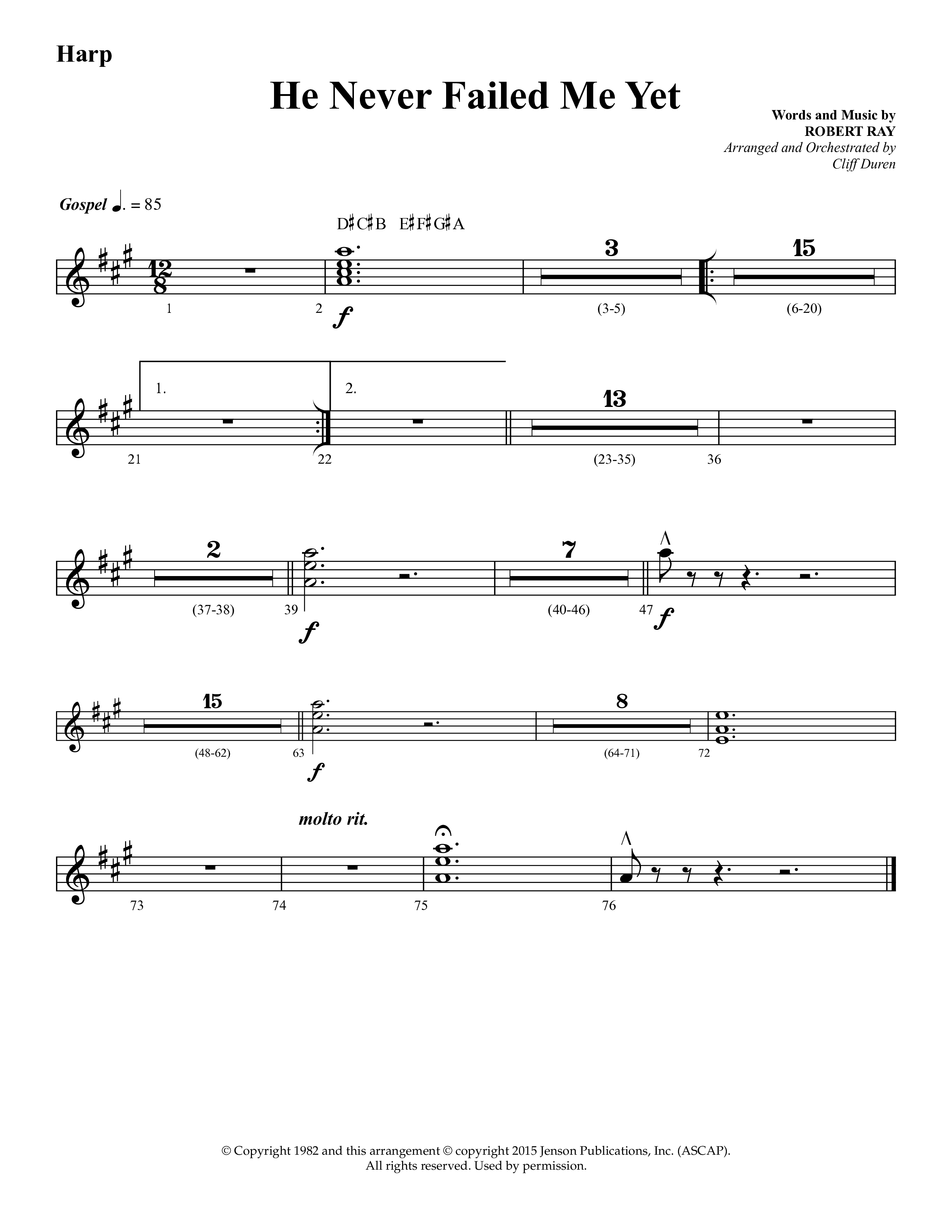 He Never Failed Me Yet (Choral Anthem SATB) Harp (Lifeway Choral / Arr. Cliff Duren)