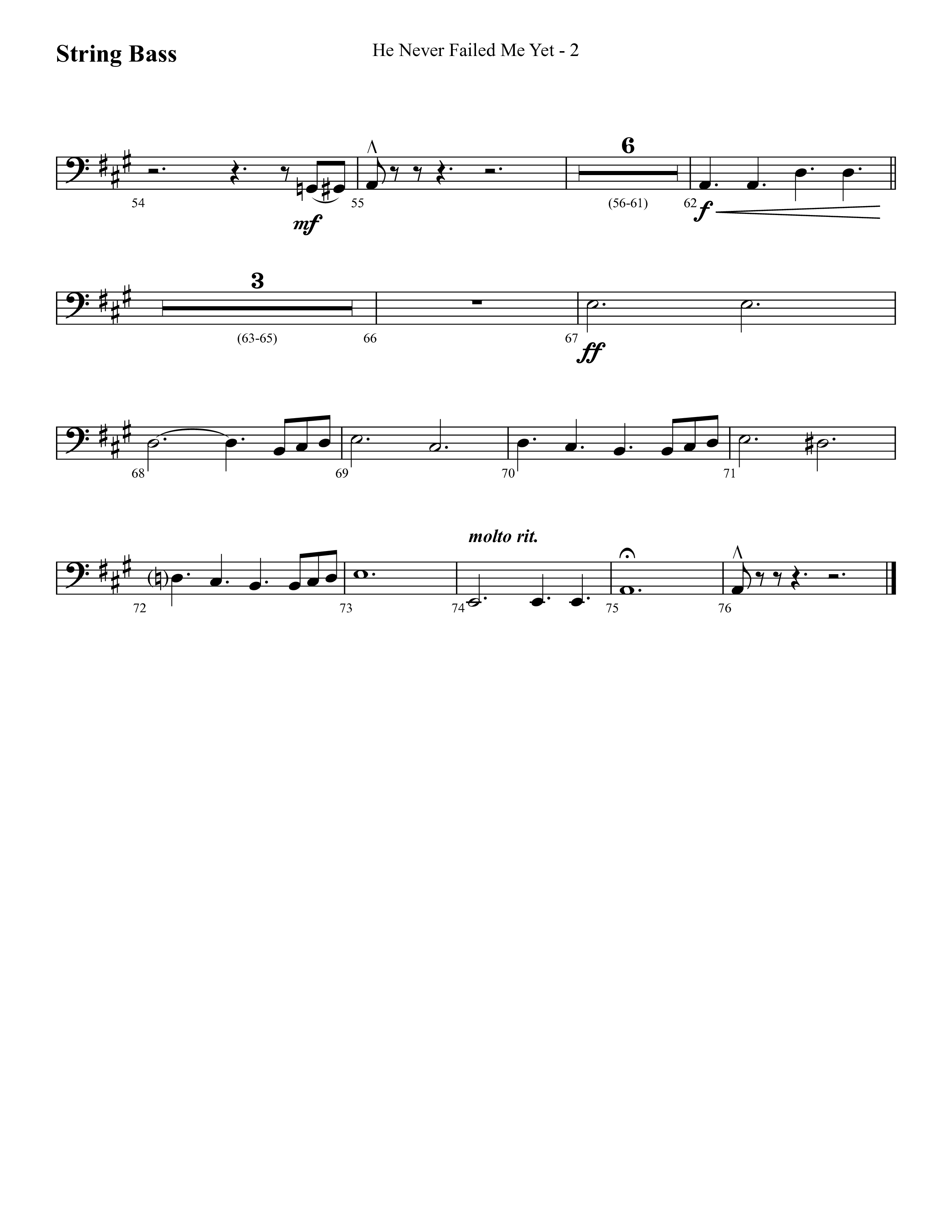 He Never Failed Me Yet (Choral Anthem SATB) String Bass (Lifeway Choral / Arr. Cliff Duren)
