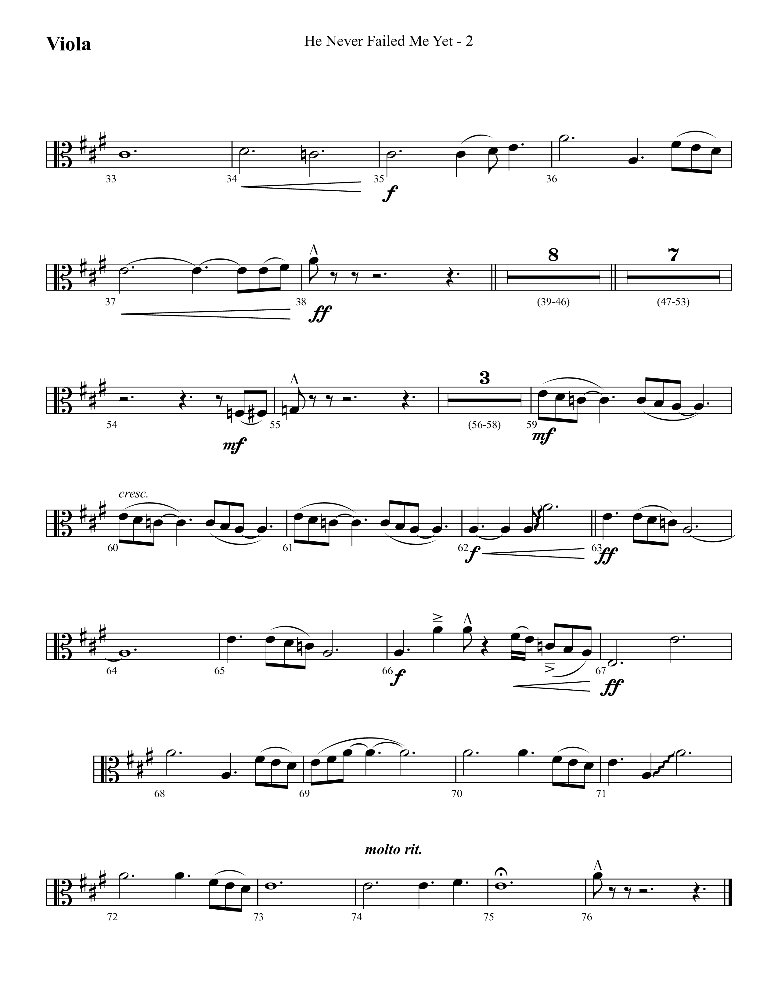 He Never Failed Me Yet (Choral Anthem SATB) Viola (Lifeway Choral / Arr. Cliff Duren)