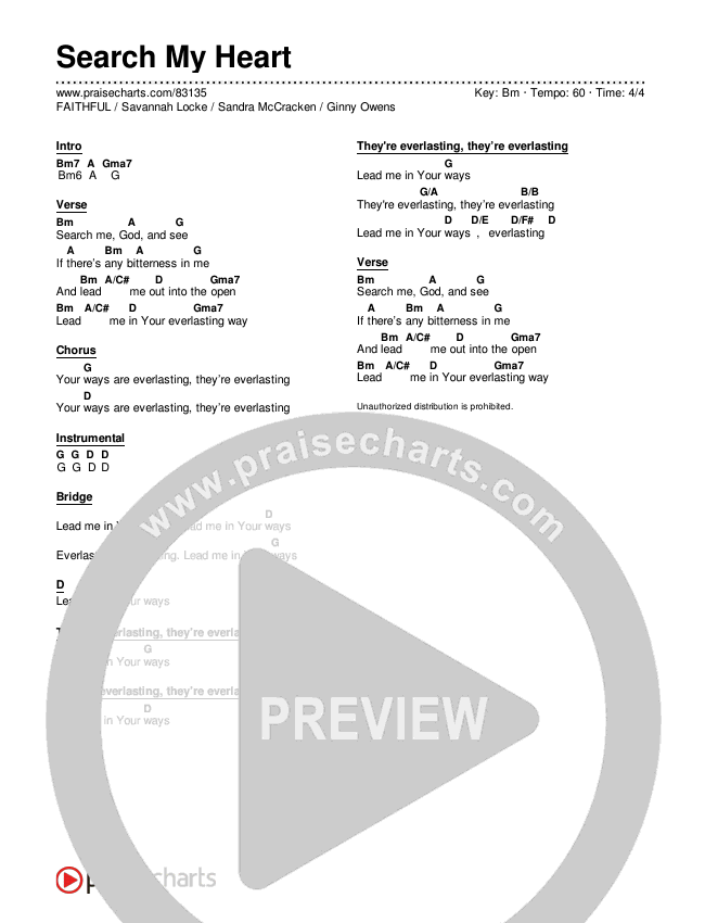 Search My Heart Chord Chart (FAITHFUL / Savannah Locke / Sandra McCracken / Ginny Owens)