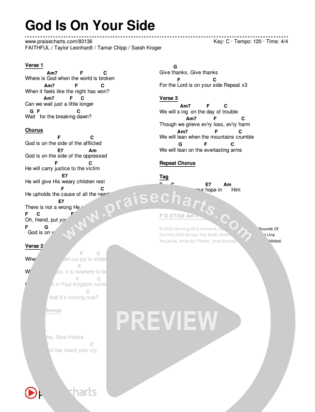 God Is On Your Side Chord Chart (FAITHFUL / Taylor Leonhardt / Tamar Chipp / Sarah Kroger)