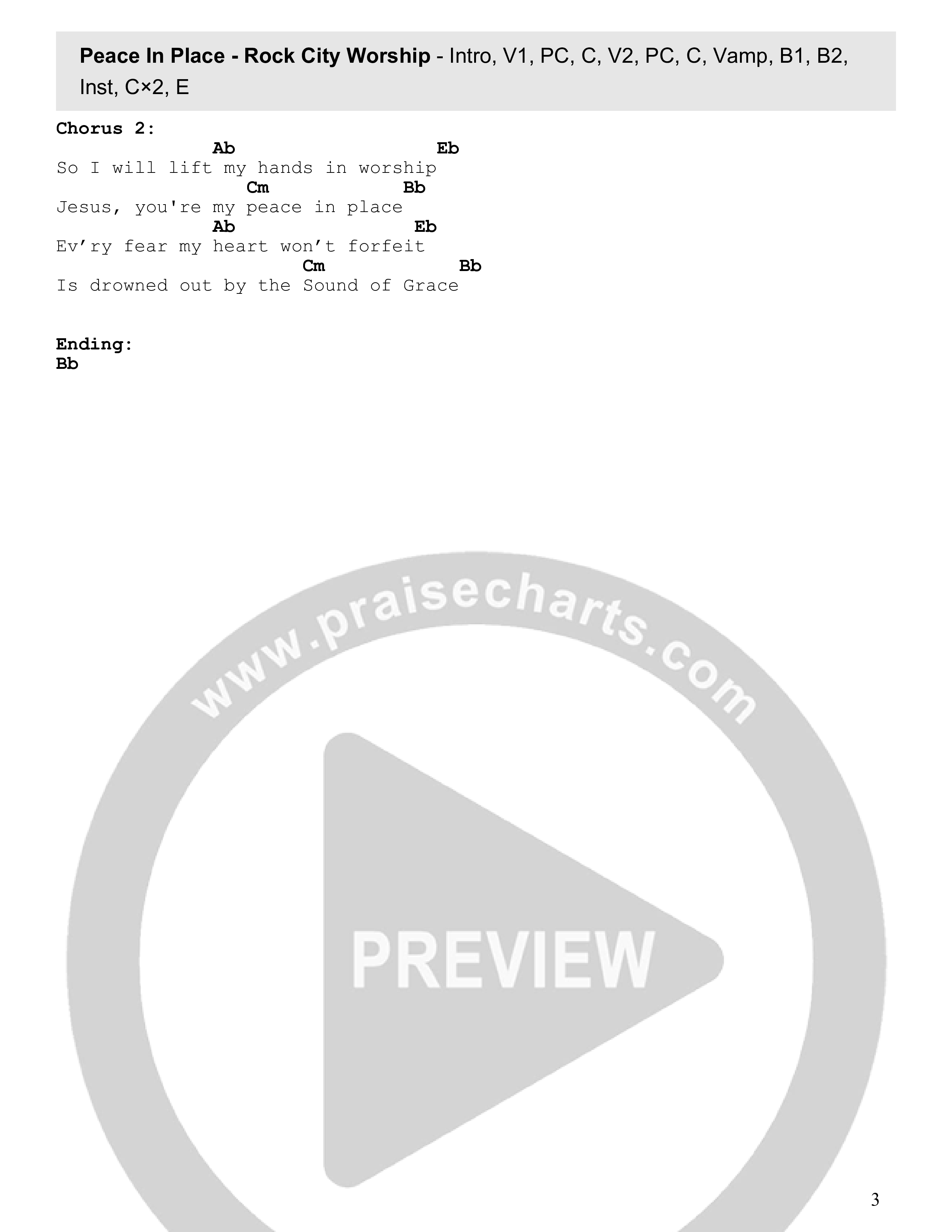 Place Of Peace Chord Chart (Rock City Worship)