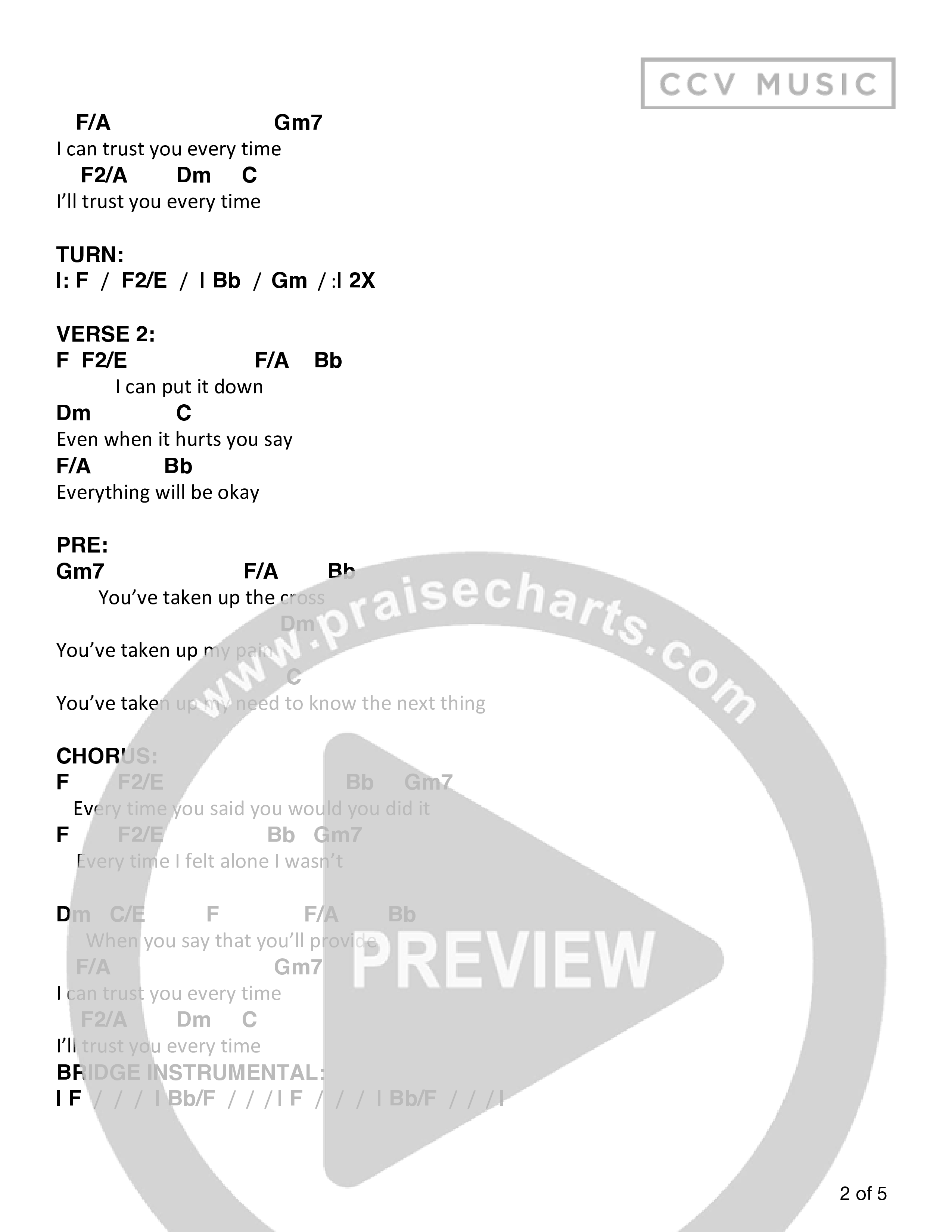 Every Time (Live) Chord Chart (CCV Music)