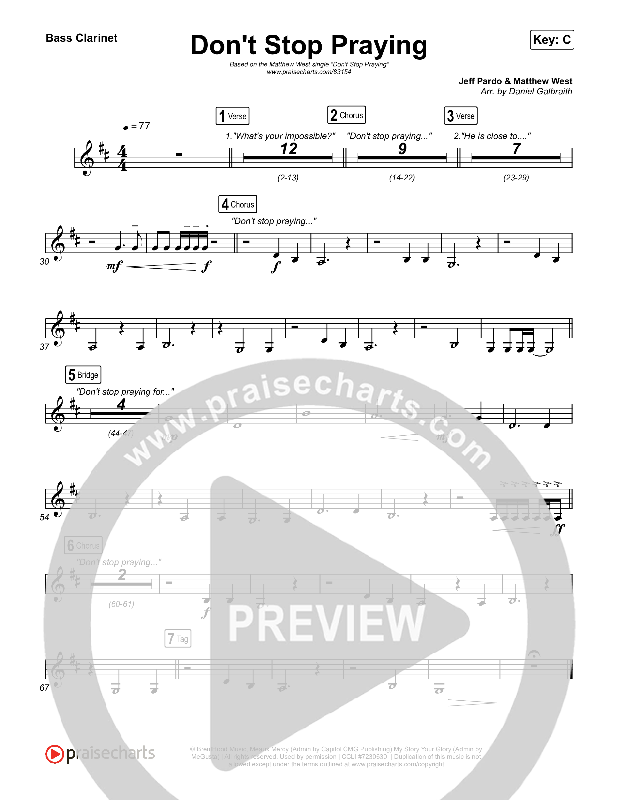 Don't Stop Praying Bass Clarinet (Matthew West)