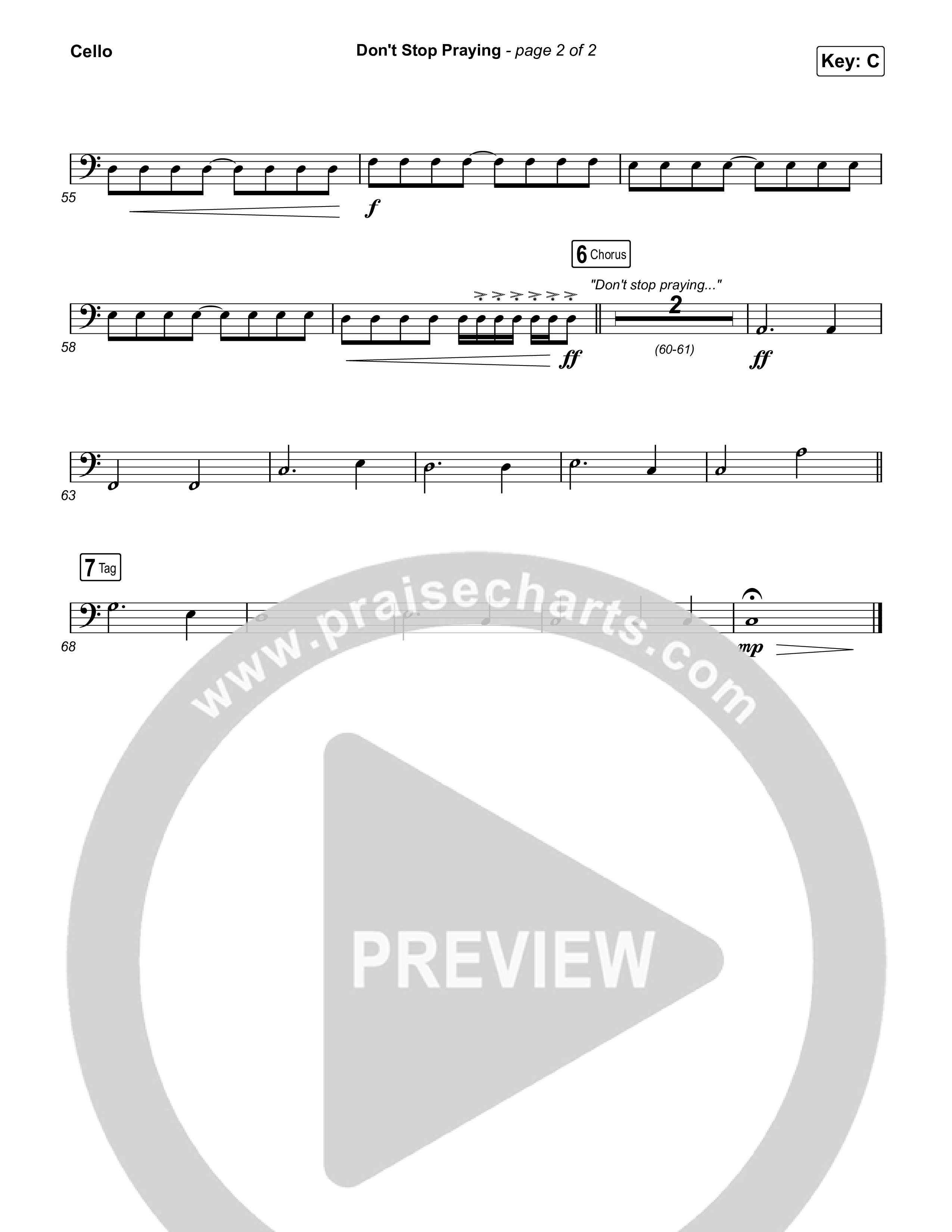 Don't Stop Praying Cello (Matthew West)