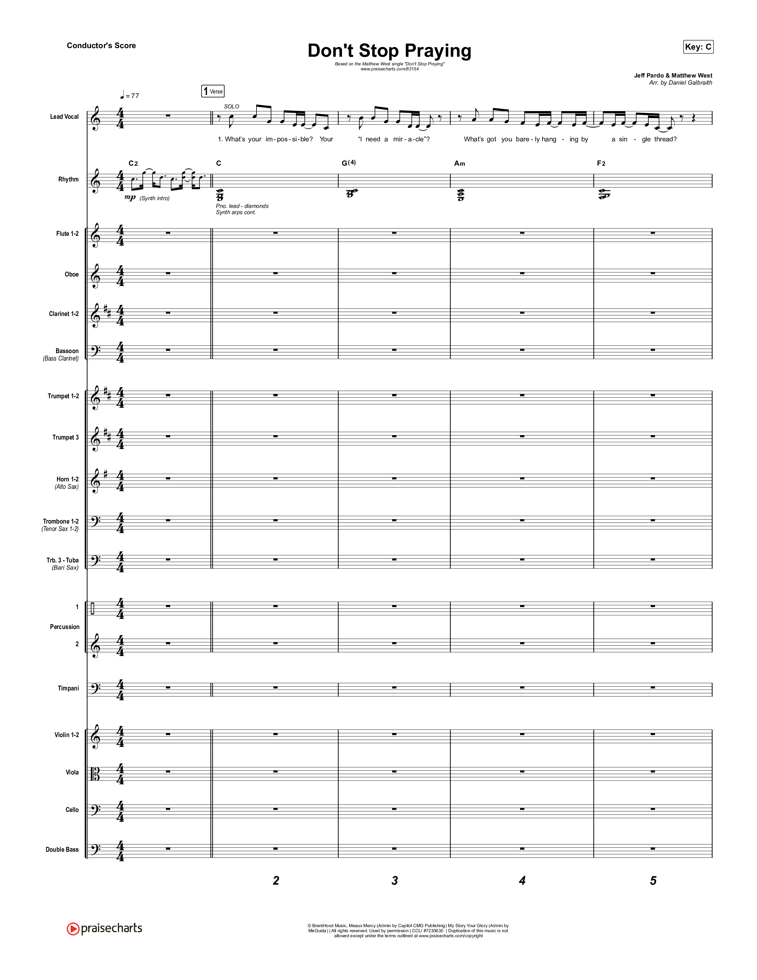Don't Stop Praying Conductor's Score (Matthew West)