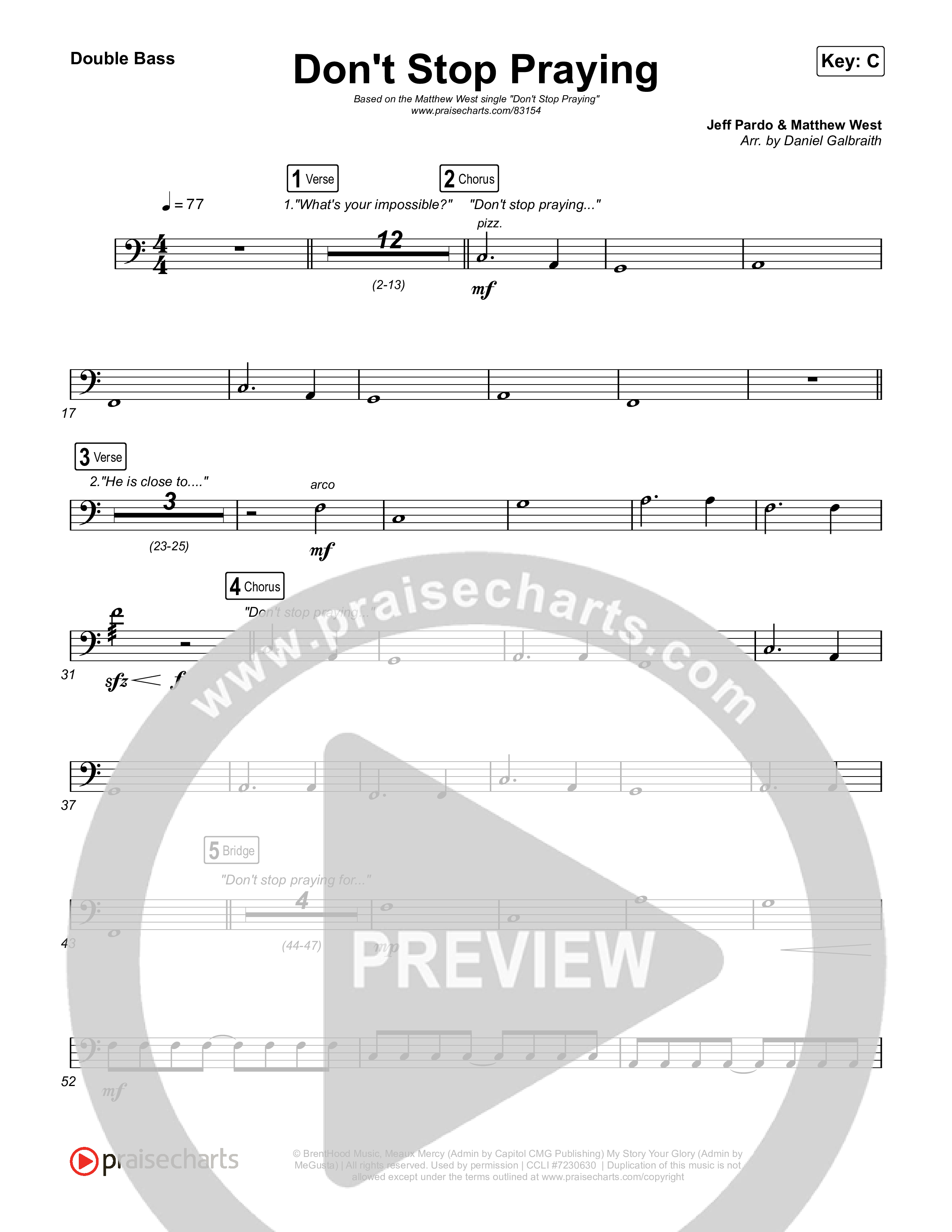 Don't Stop Praying String Bass (Matthew West)