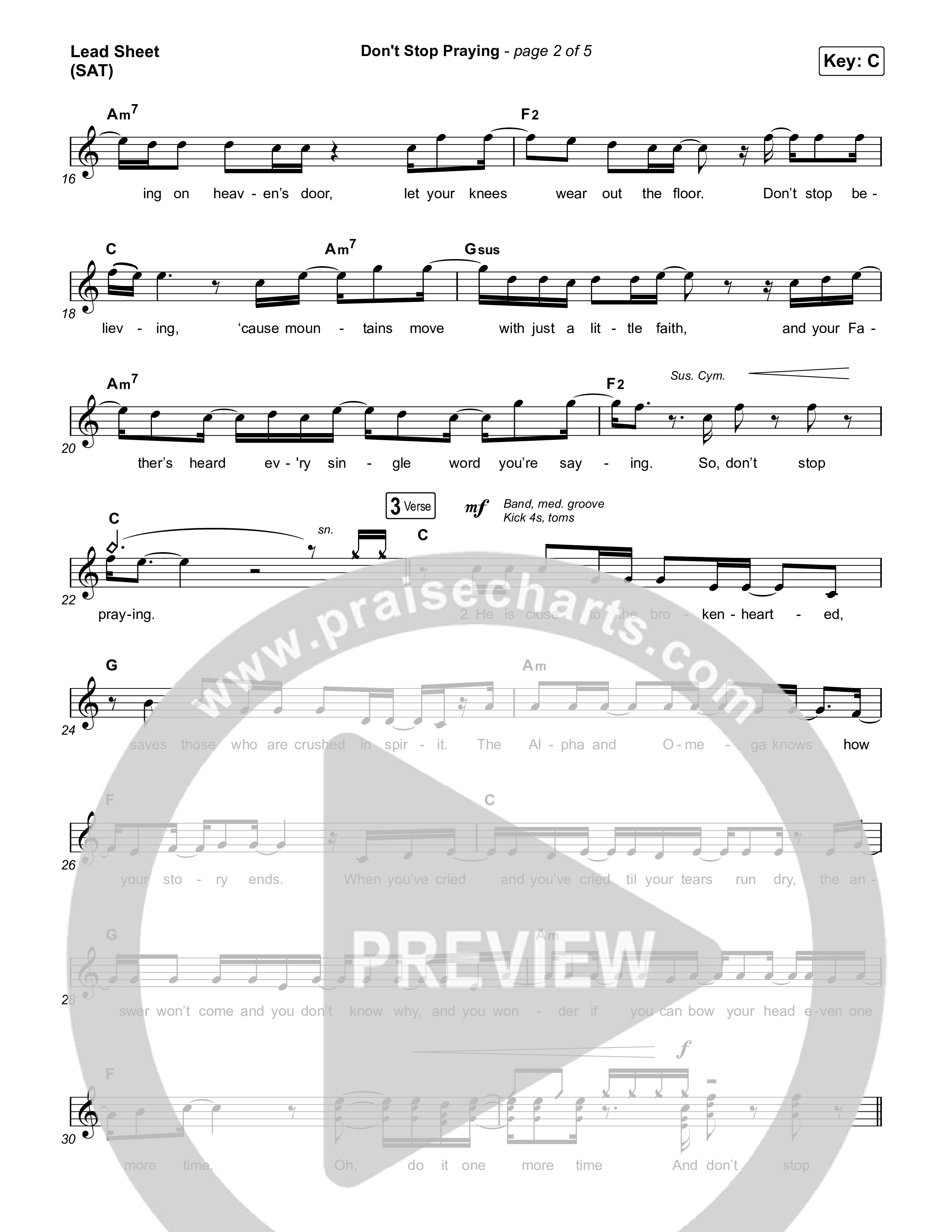 Don't Stop Praying Lead Sheet (SAT) (Matthew West)
