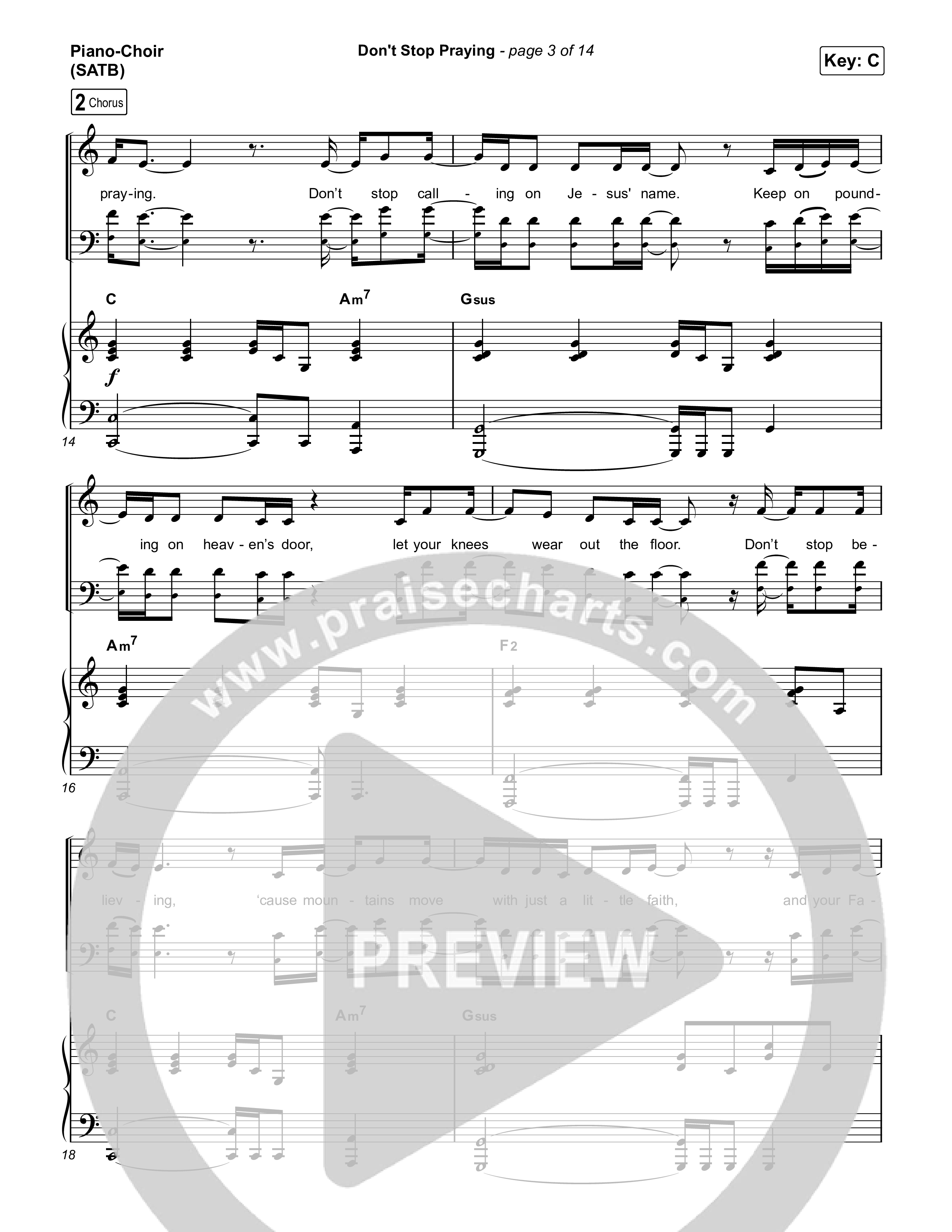 Don't Stop Praying Piano/Vocal (SATB) (Matthew West)