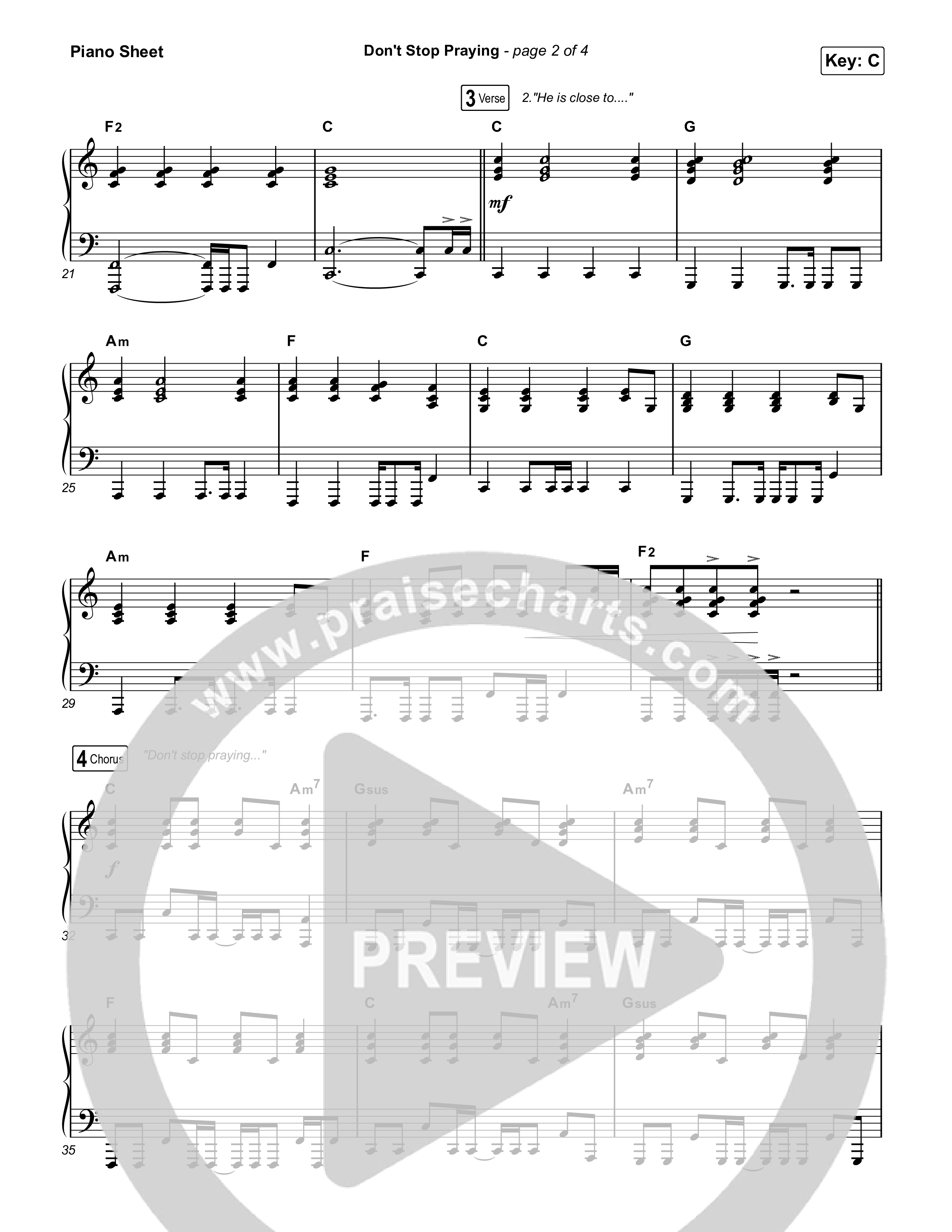 Don't Stop Praying Piano Sheet (Matthew West)