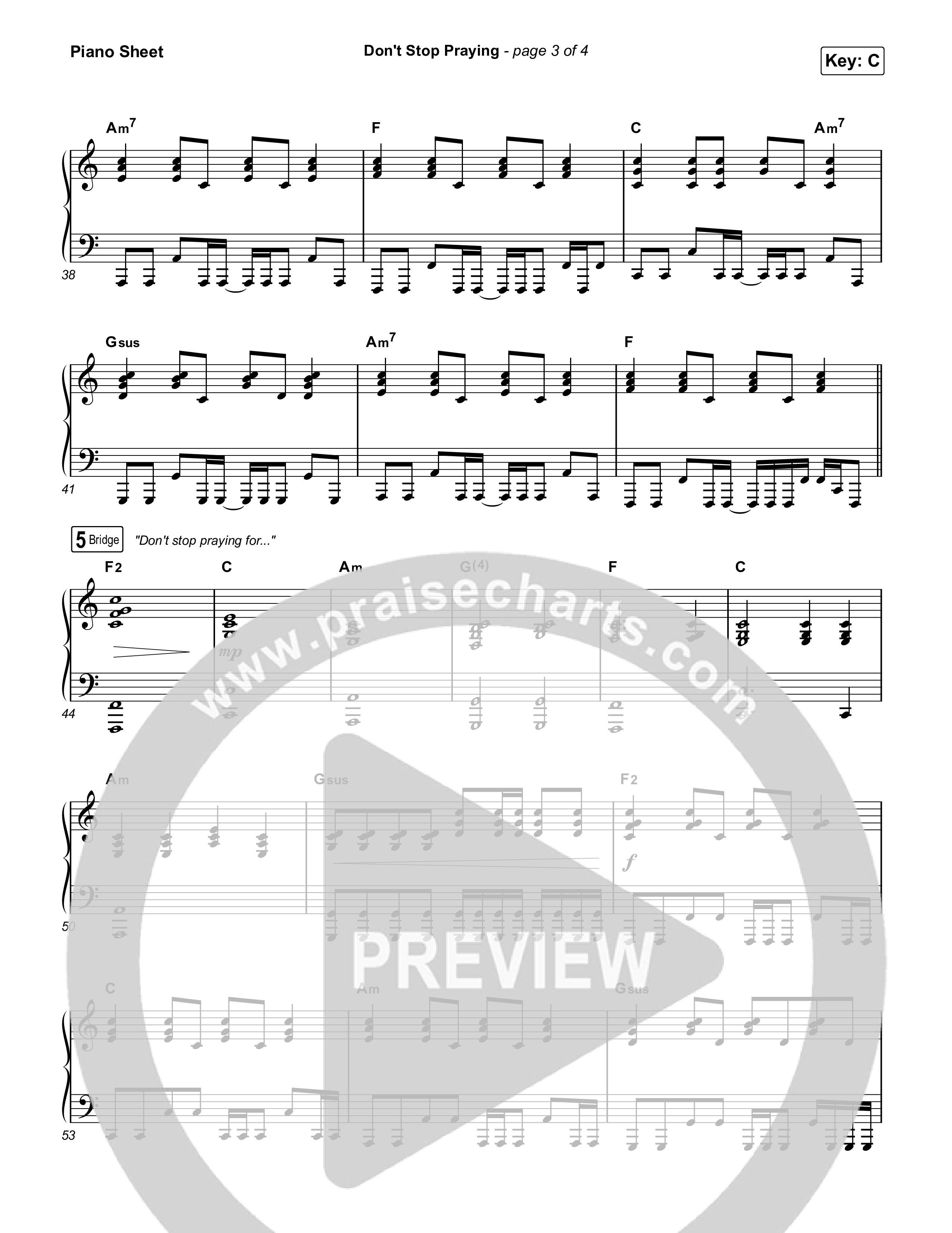 Don't Stop Praying Piano Sheet (Matthew West)