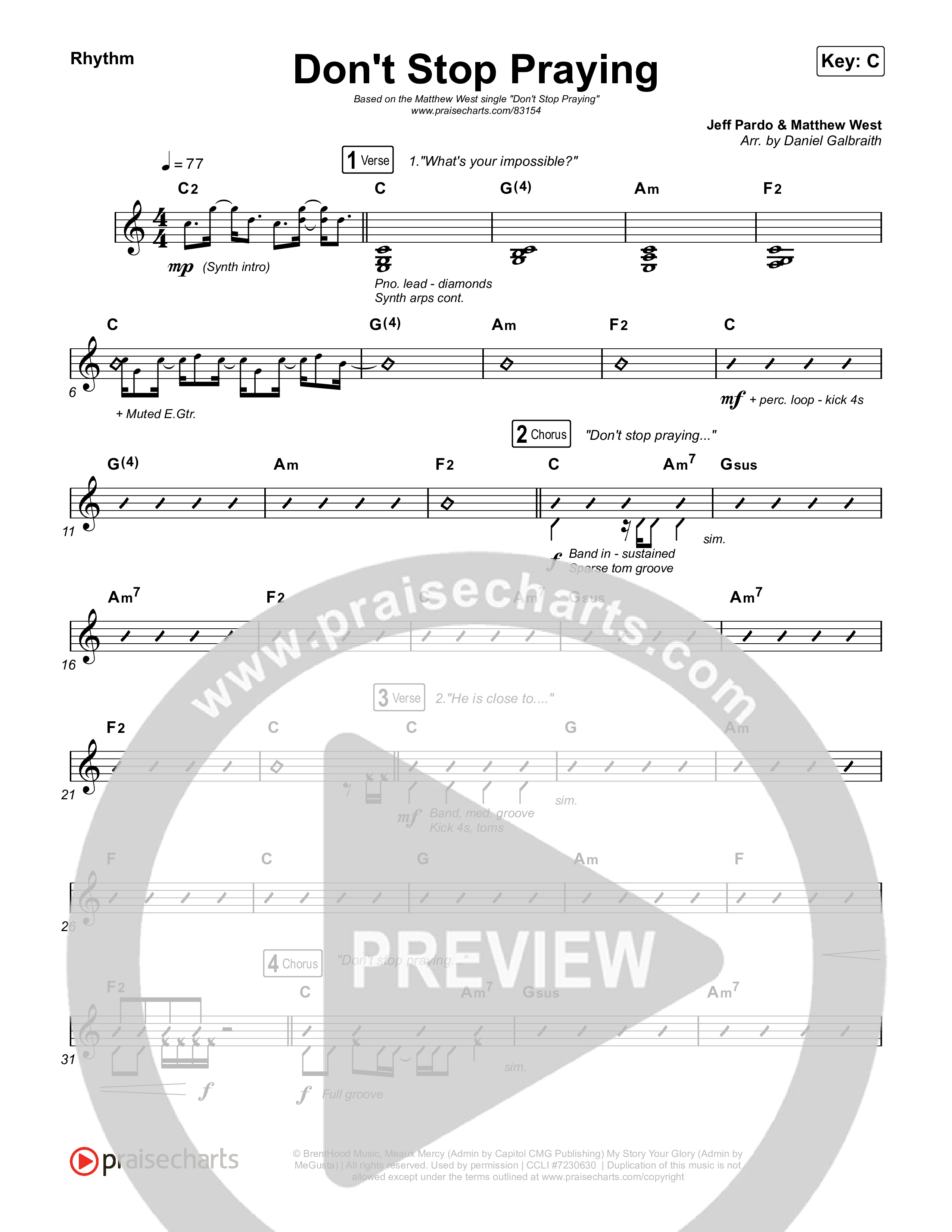 Don't Stop Praying Rhythm Chart (Matthew West)