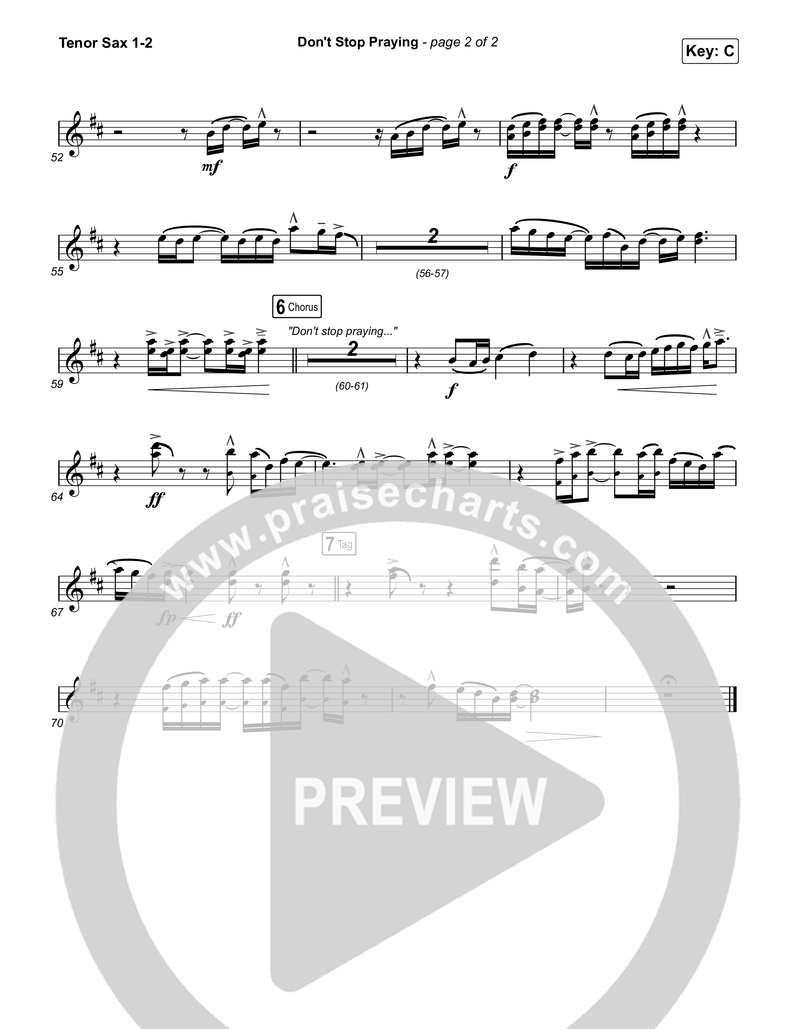 Don't Stop Praying Tenor Sax 1,2 (Matthew West)