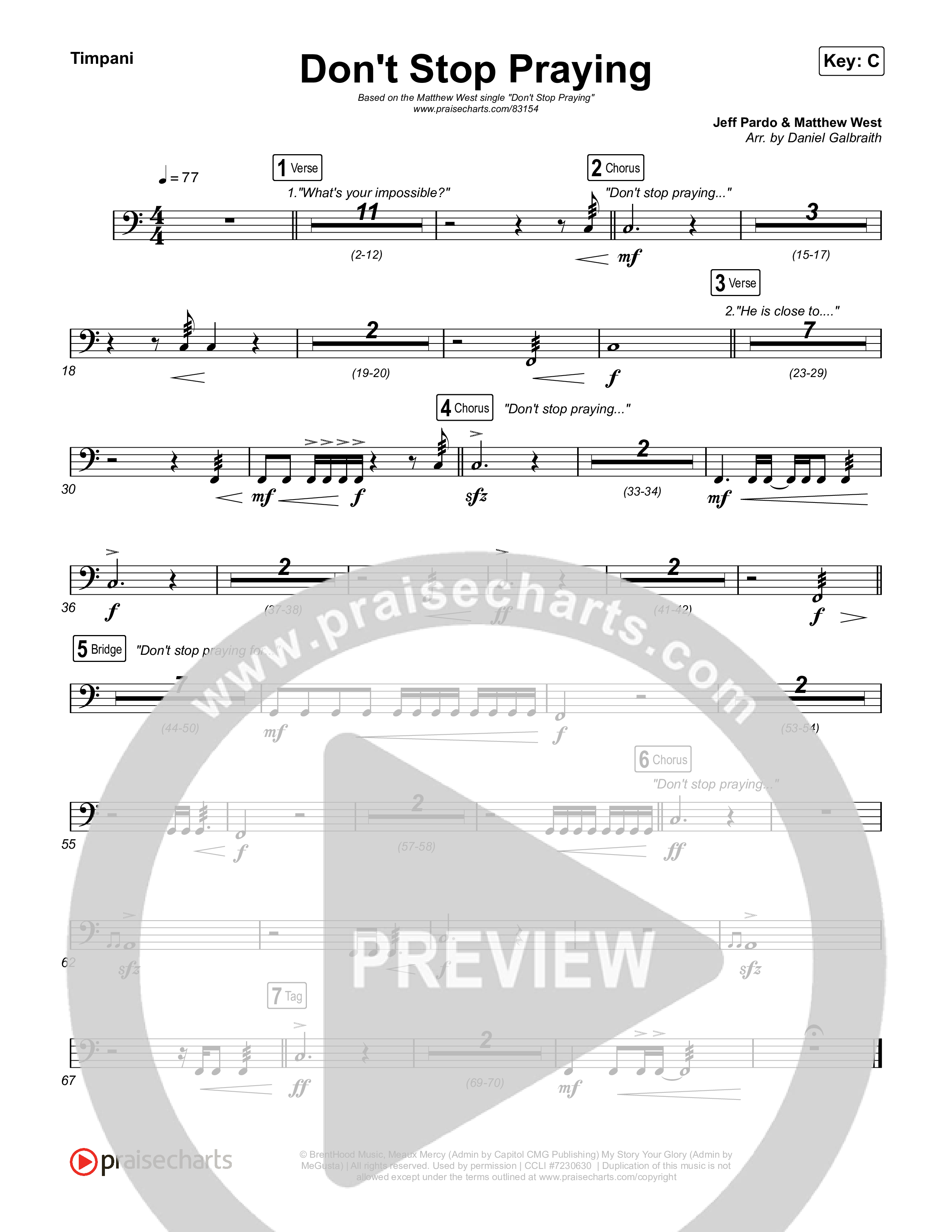 Don't Stop Praying Timpani (Matthew West)