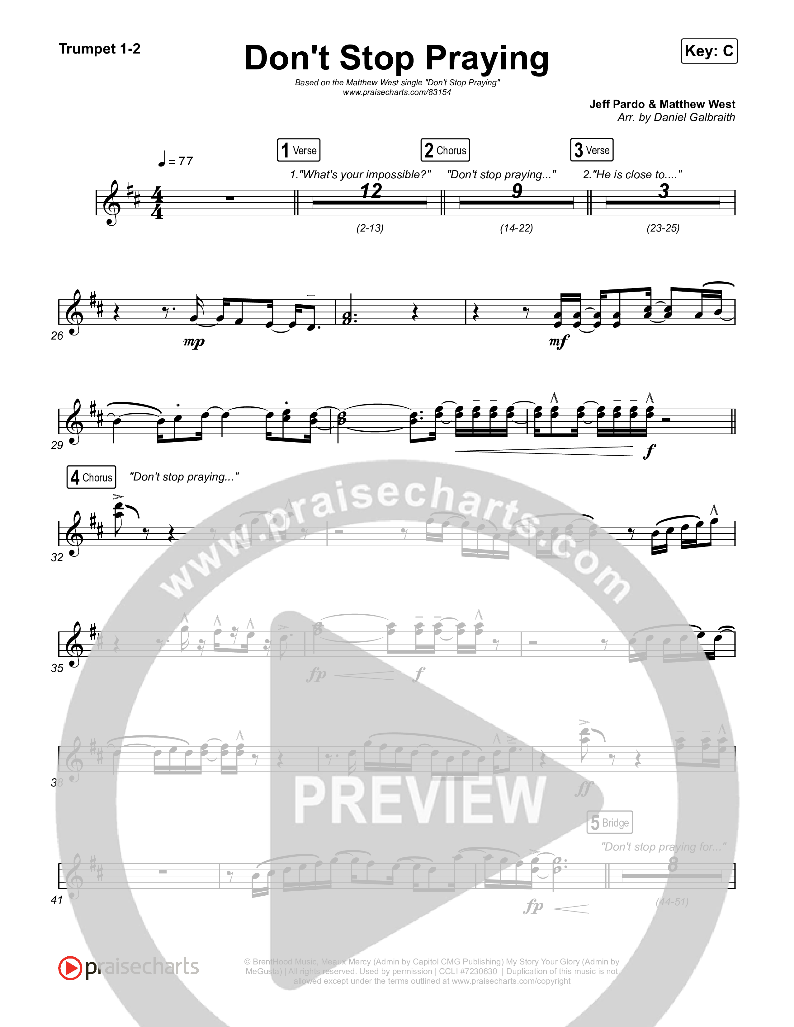 Don't Stop Praying Trumpet 1,2 (Matthew West)