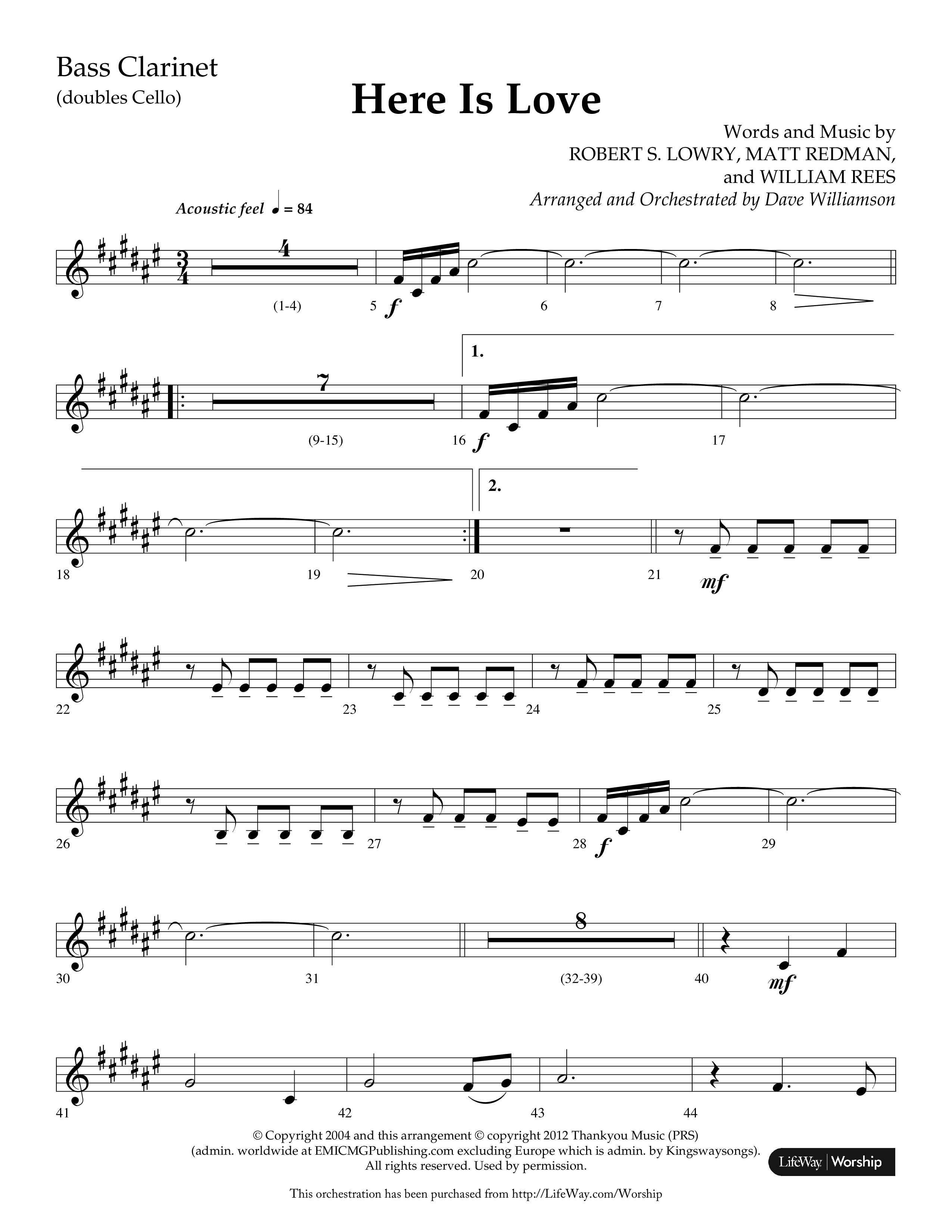 Here Is Love (Choral Anthem SATB) Bass Clarinet (Lifeway Choral / Arr. Dave Williamson)