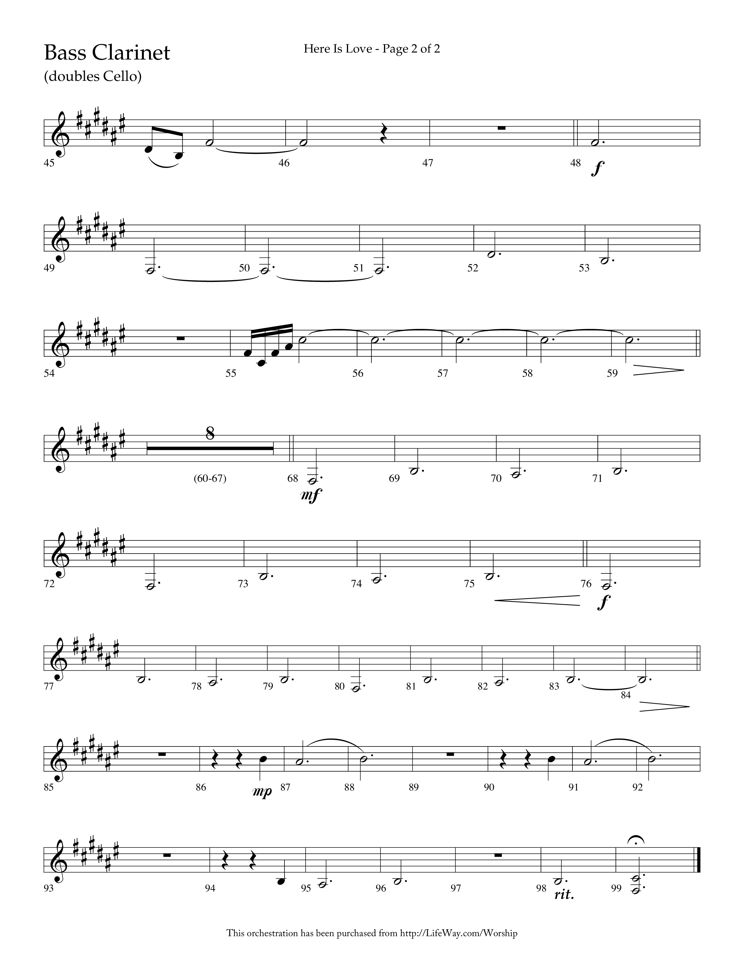 Here Is Love (Choral Anthem SATB) Bass Clarinet (Lifeway Choral / Arr. Dave Williamson)
