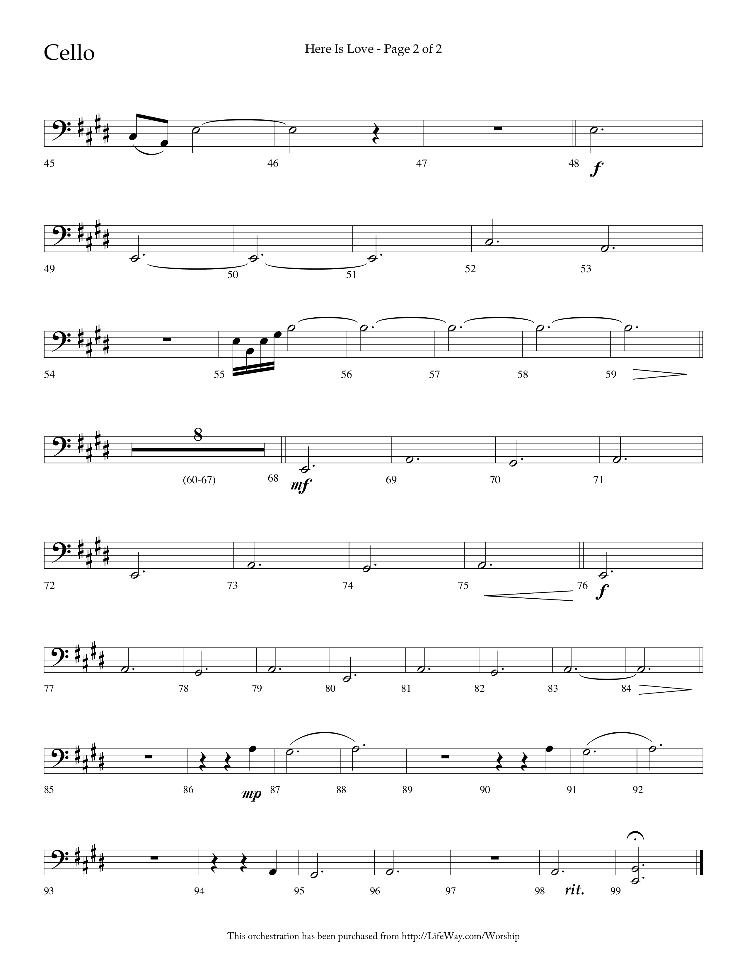 Here Is Love (Choral Anthem SATB) Cello (Lifeway Choral / Arr. Dave Williamson)