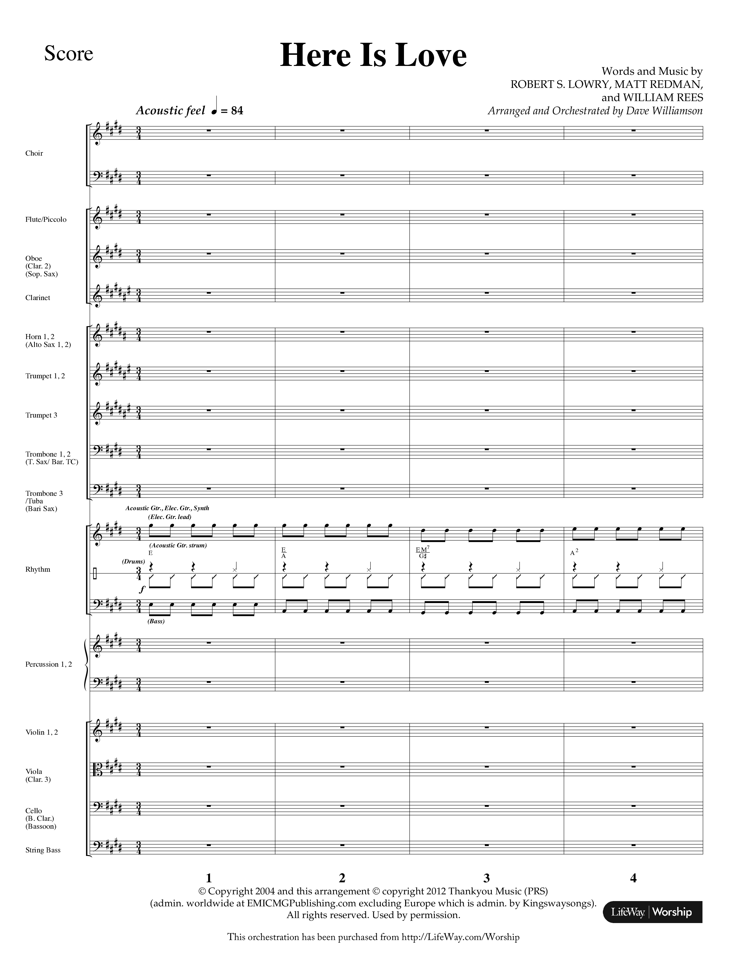 Here Is Love (Choral Anthem SATB) Orchestration (Lifeway Choral / Arr. Dave Williamson)