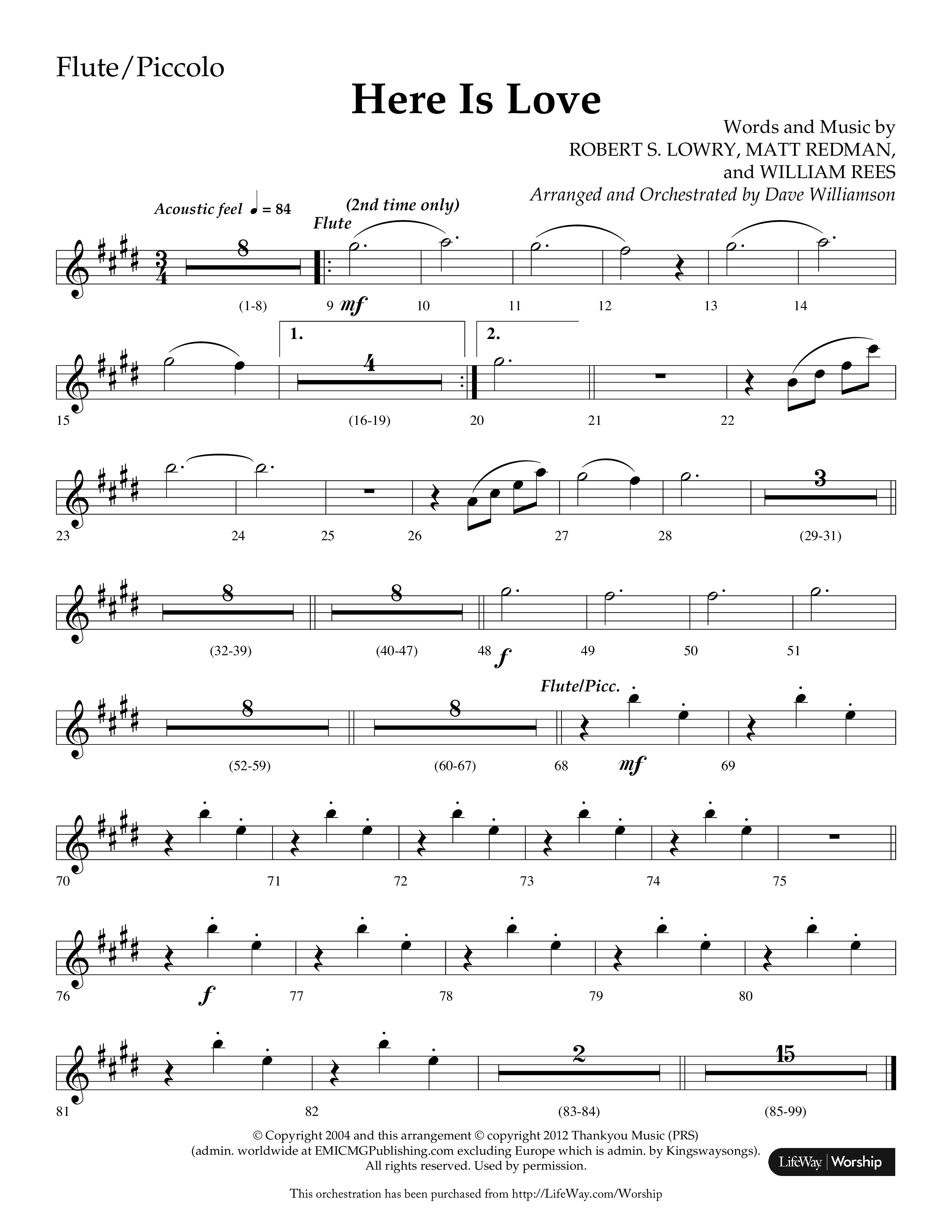 Here Is Love (Choral Anthem SATB) Flute/Piccolo (Lifeway Choral / Arr. Dave Williamson)