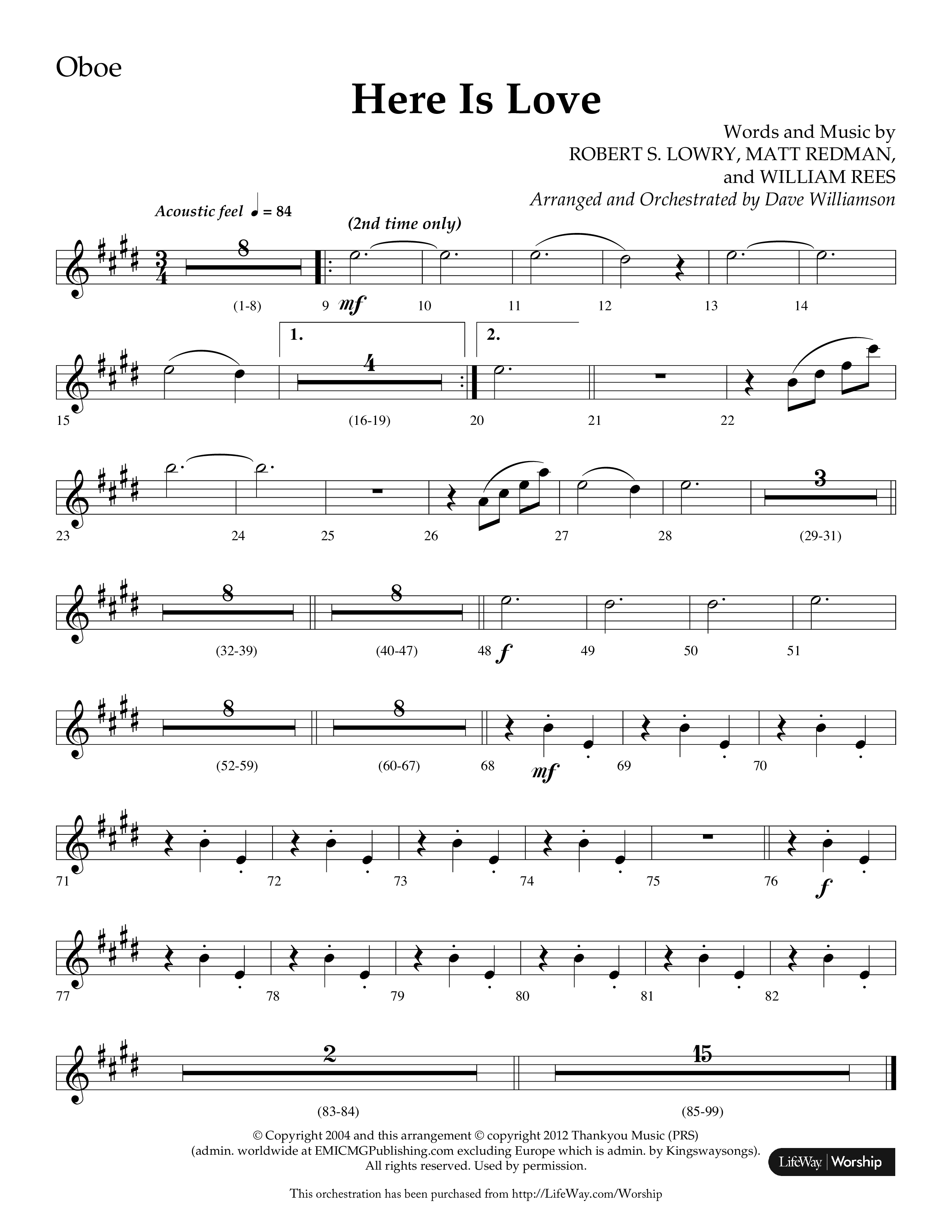 Here Is Love (Choral Anthem SATB) Oboe (Lifeway Choral / Arr. Dave Williamson)