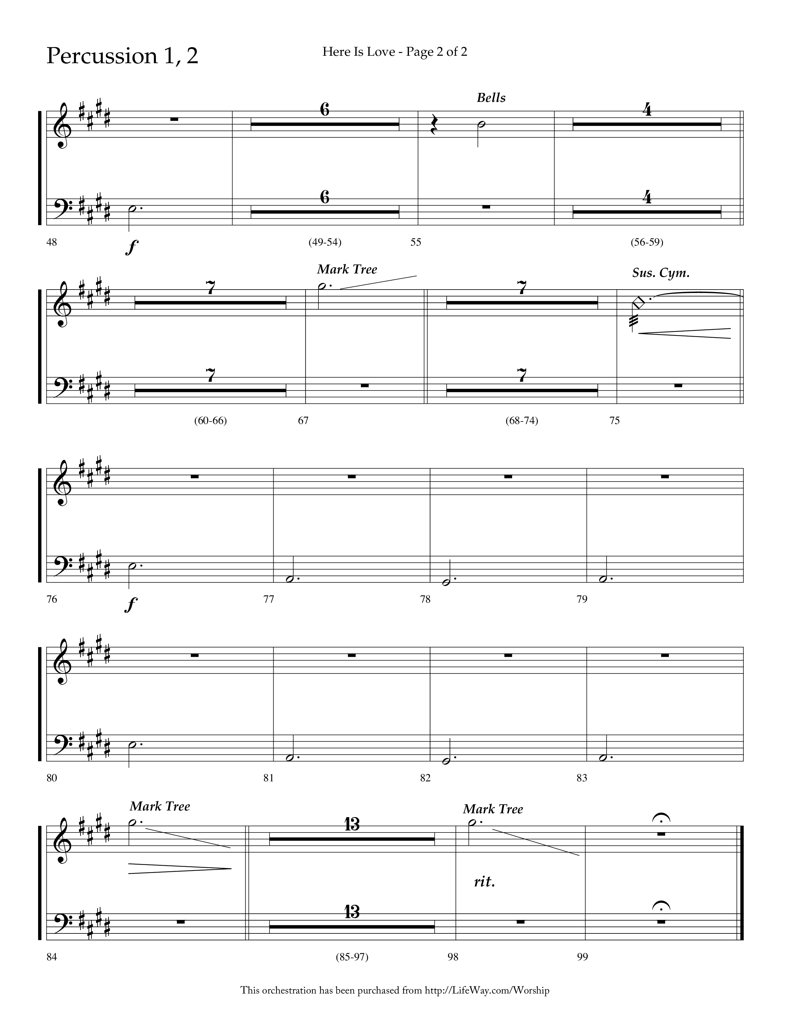Here Is Love (Choral Anthem SATB) Percussion 1/2 (Lifeway Choral / Arr. Dave Williamson)