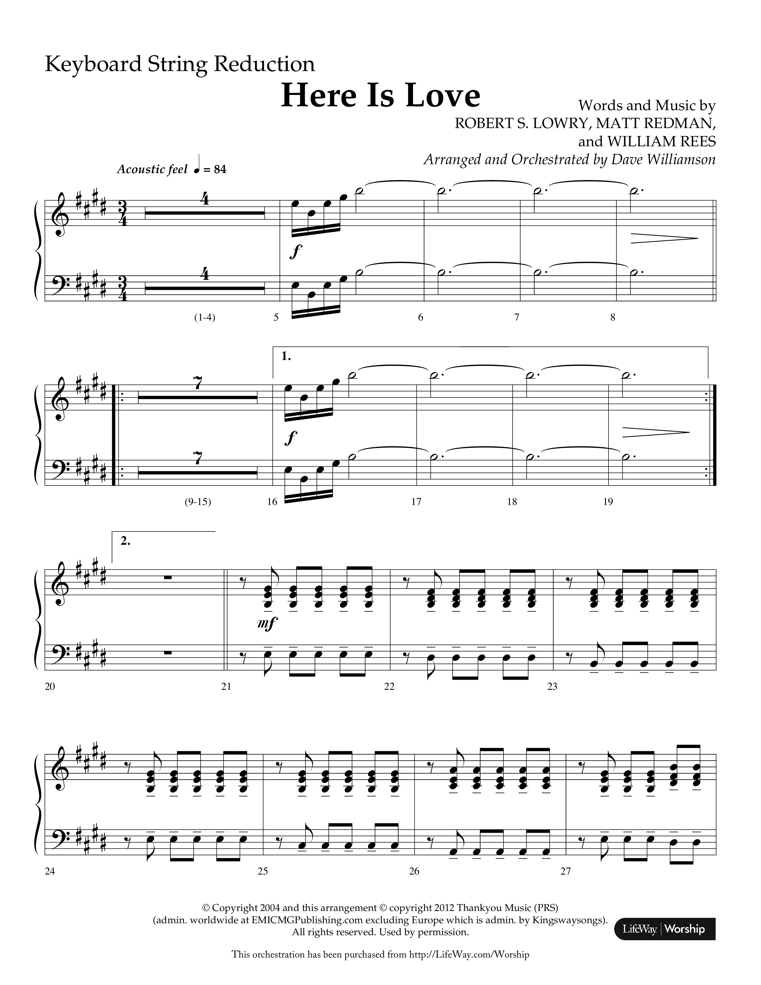 Here Is Love (Choral Anthem SATB) String Reduction (Lifeway Choral / Arr. Dave Williamson)