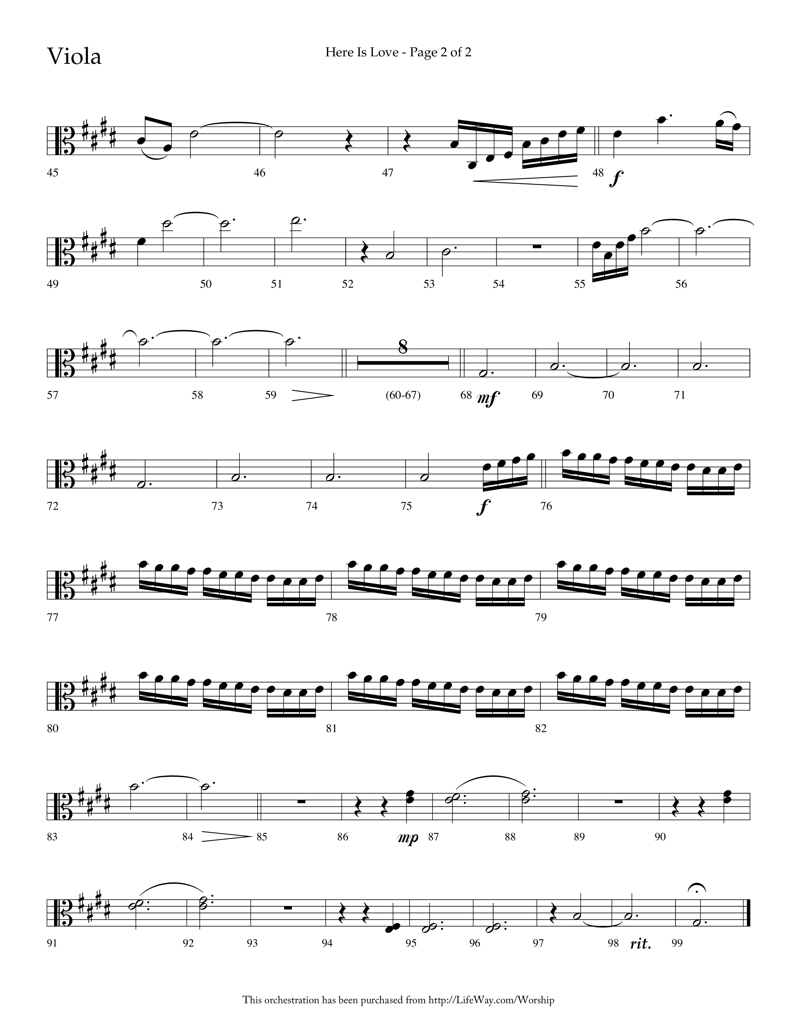 Here Is Love (Choral Anthem SATB) Viola (Lifeway Choral / Arr. Dave Williamson)