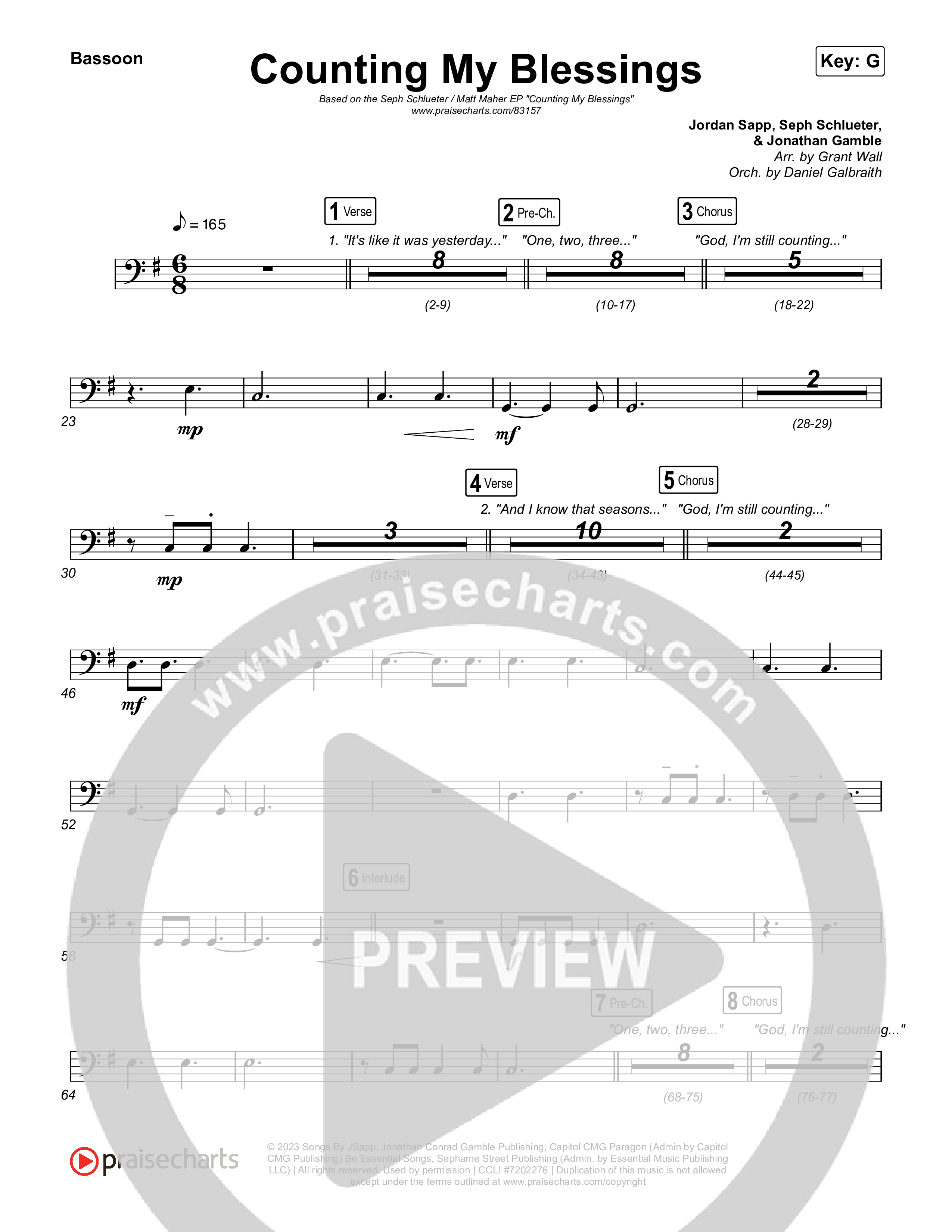 Counting My Blessings Bassoon (Seph Schlueter / Matt Maher)