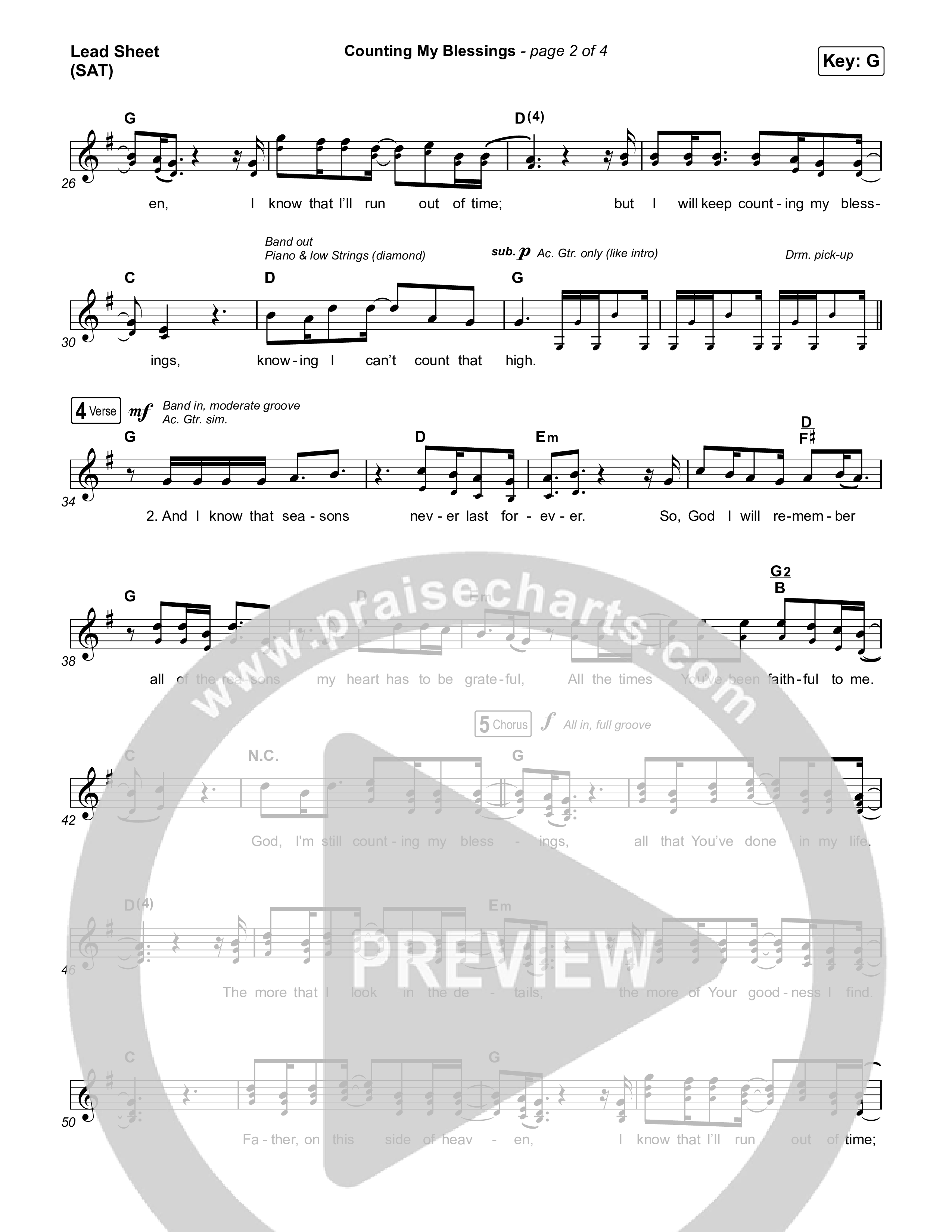 Counting My Blessings Lead Sheet (SAT) (Seph Schlueter / Matt Maher)