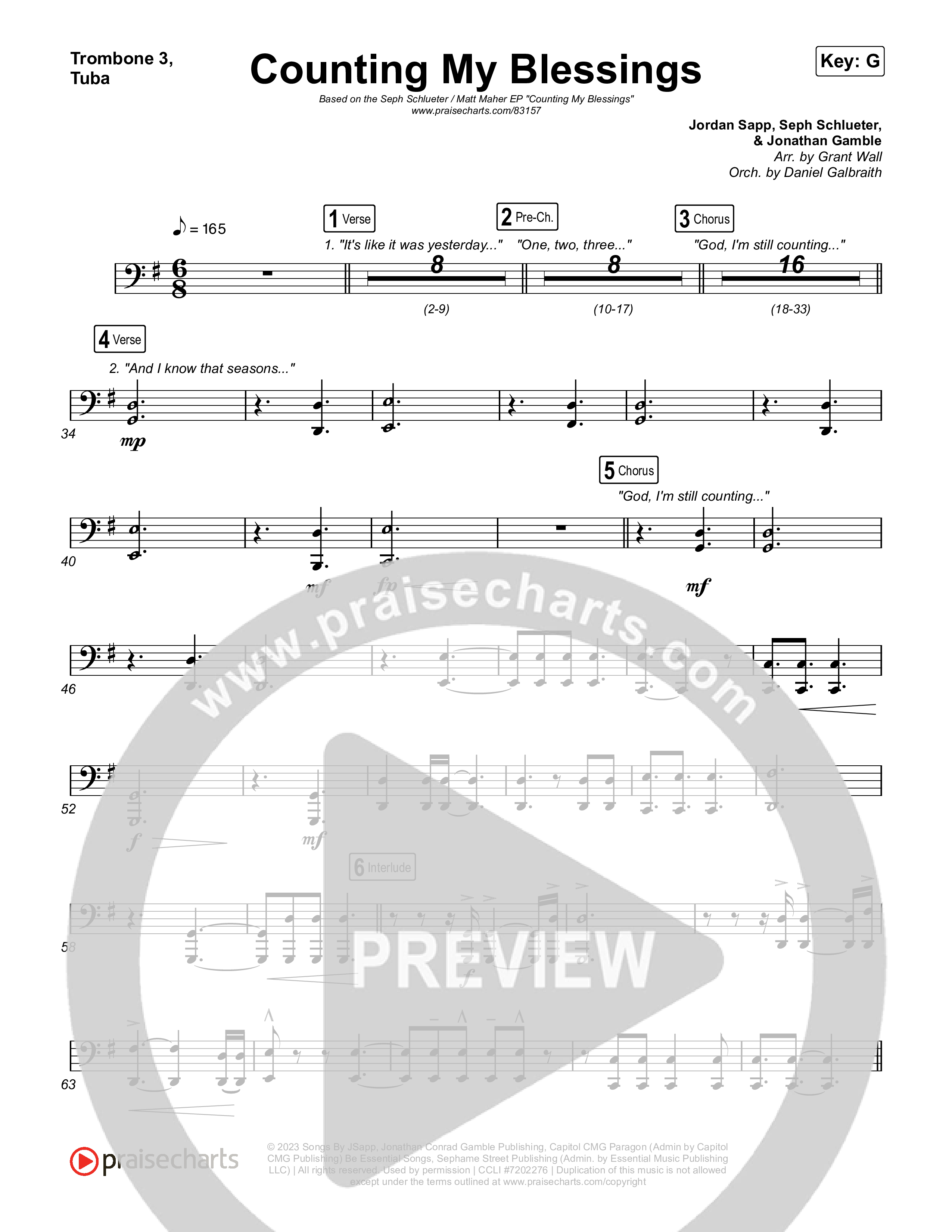 Counting My Blessings Trombone 3/Tuba (Seph Schlueter / Matt Maher)