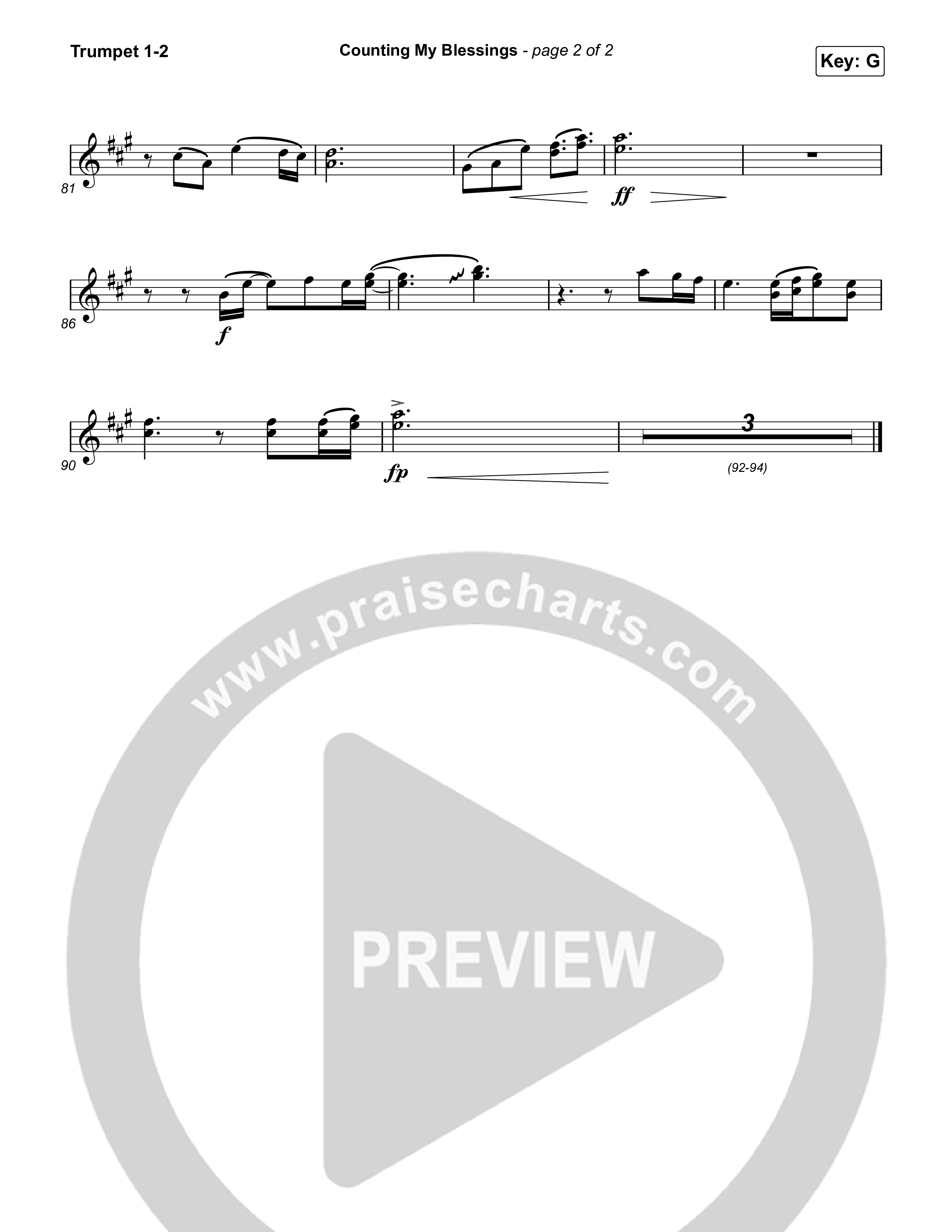 Counting My Blessings Trumpet 1,2 (Seph Schlueter / Matt Maher)